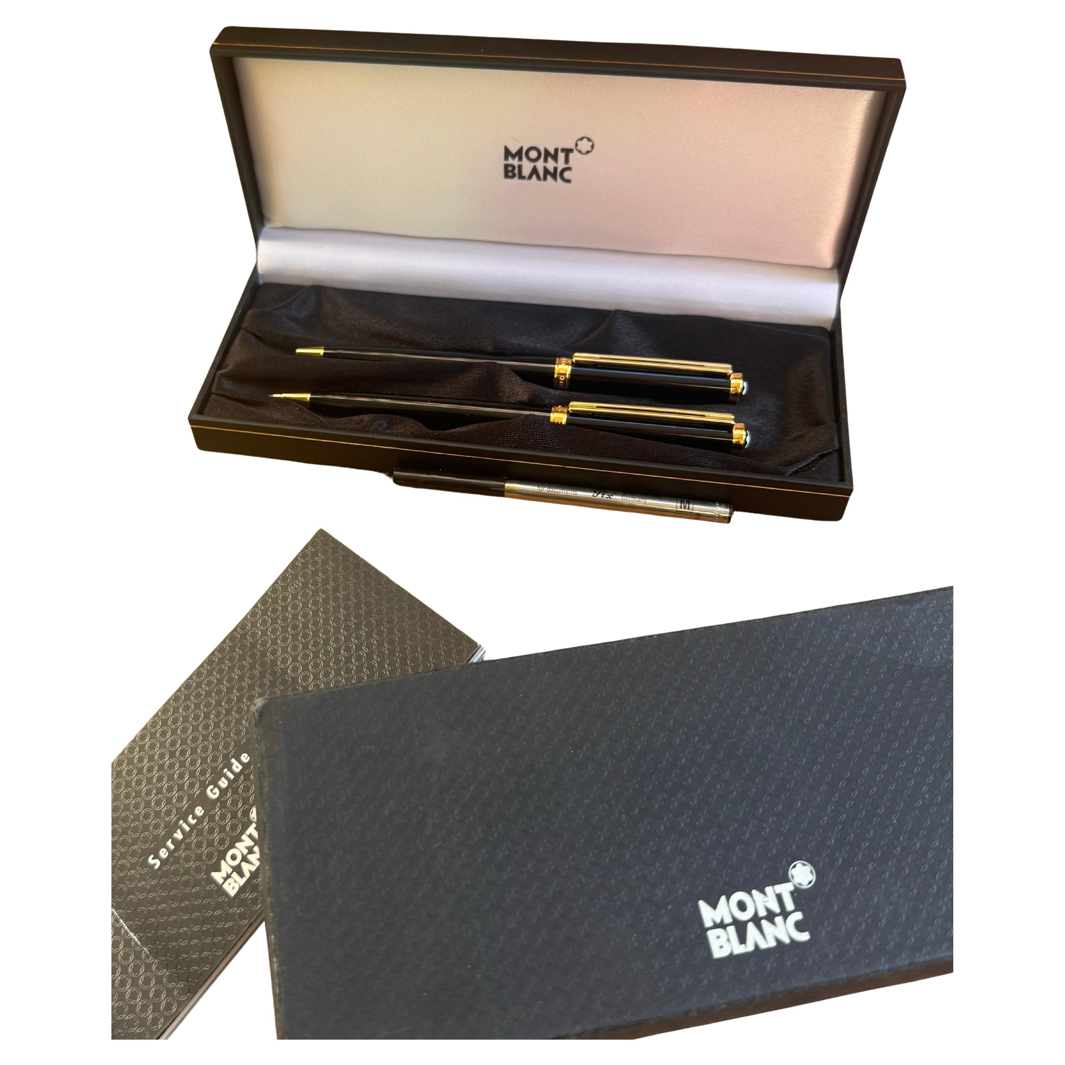 Ensemble de deux crayons Montblanc Noblesse Black GT Rollerball et mécaniques dans sa boîte