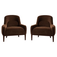 Set of Two Montreux Armchairs in Retro-Style In Custom High Performance Velvet