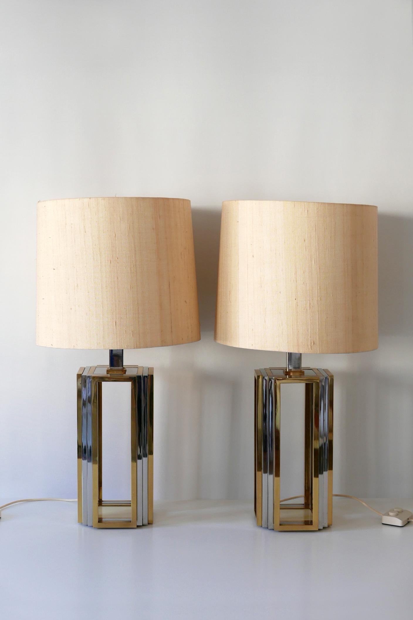 Polished Set of Two Monumental Bicolor Table or Floor Lamps by Romeo Rega, 1970s, Italy For Sale