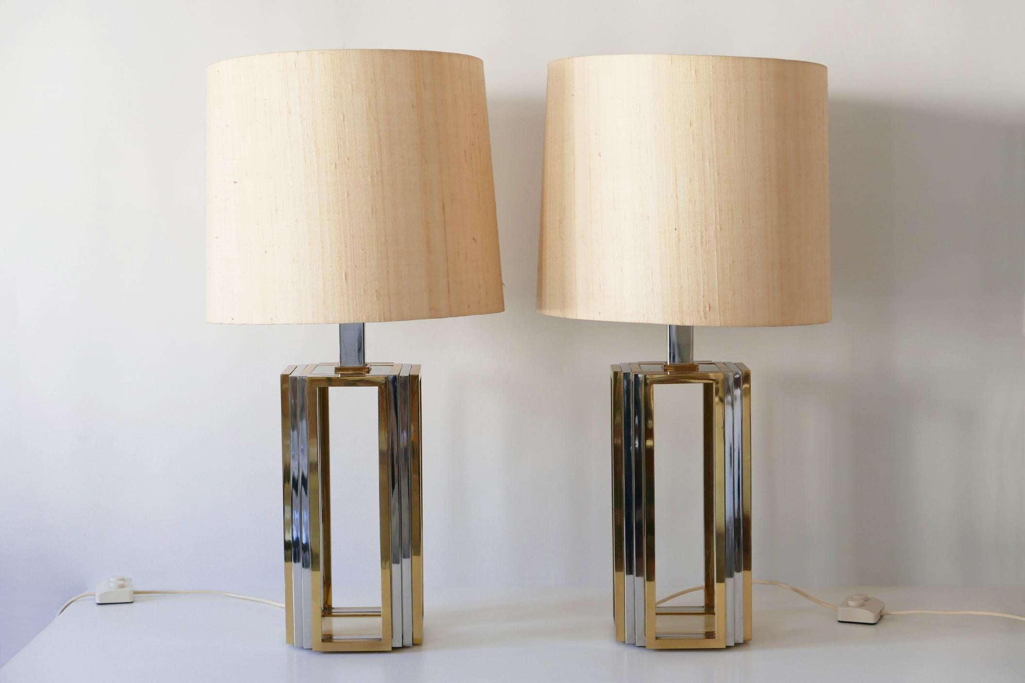 Chrome Set of Two Monumental Bicolor Table or Floor Lamps by Romeo Rega, 1970s, Italy For Sale