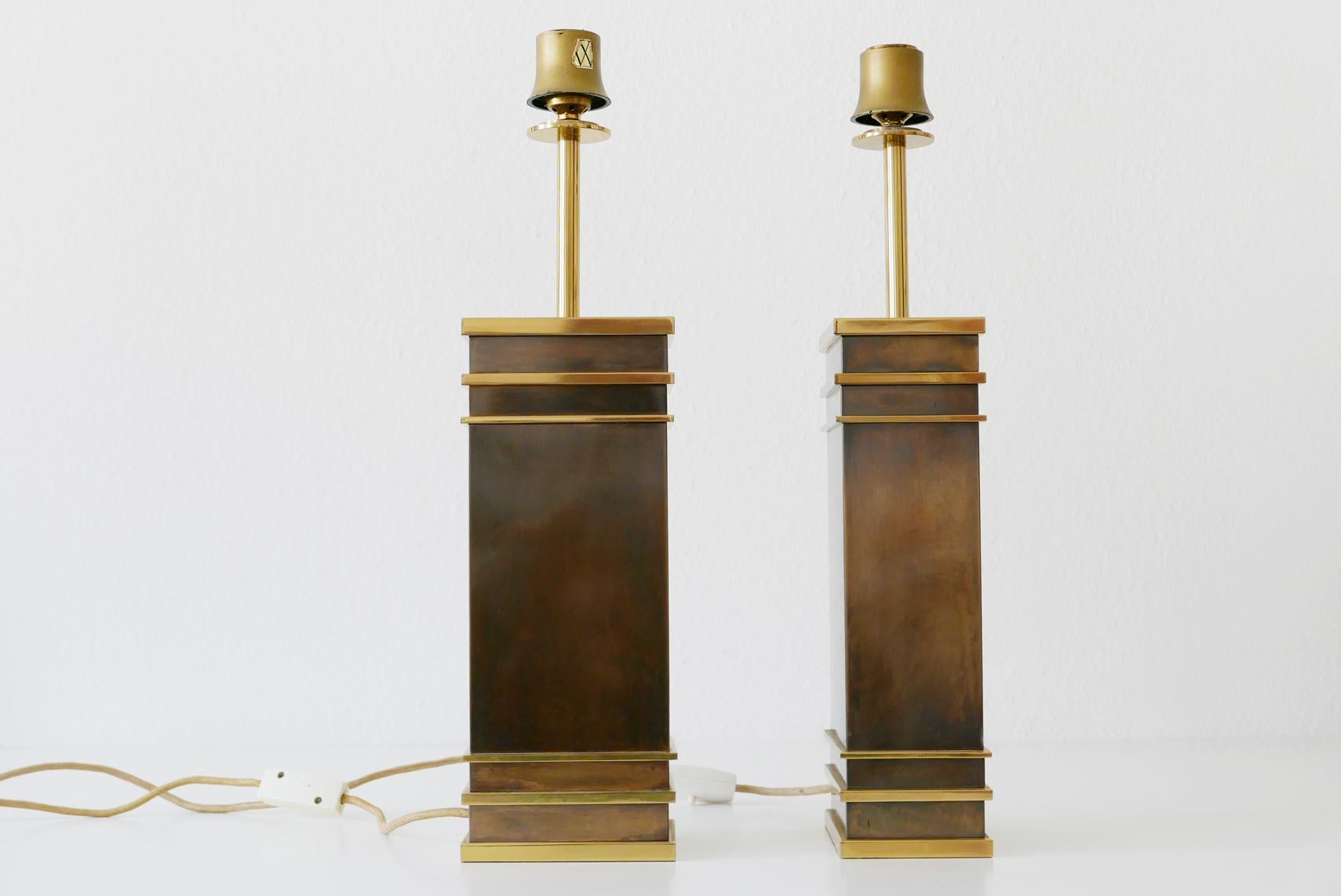 Patinated Set of Two Monumental Midcentury Table Lamps by Vereinigte Werkstätten, Germany For Sale