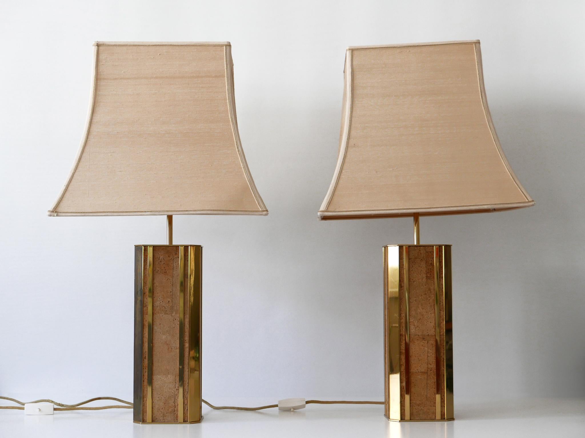 Patinated Set of Two Monumental Mid Century Table Lamps by Vereinigte Werkstätten Germany For Sale