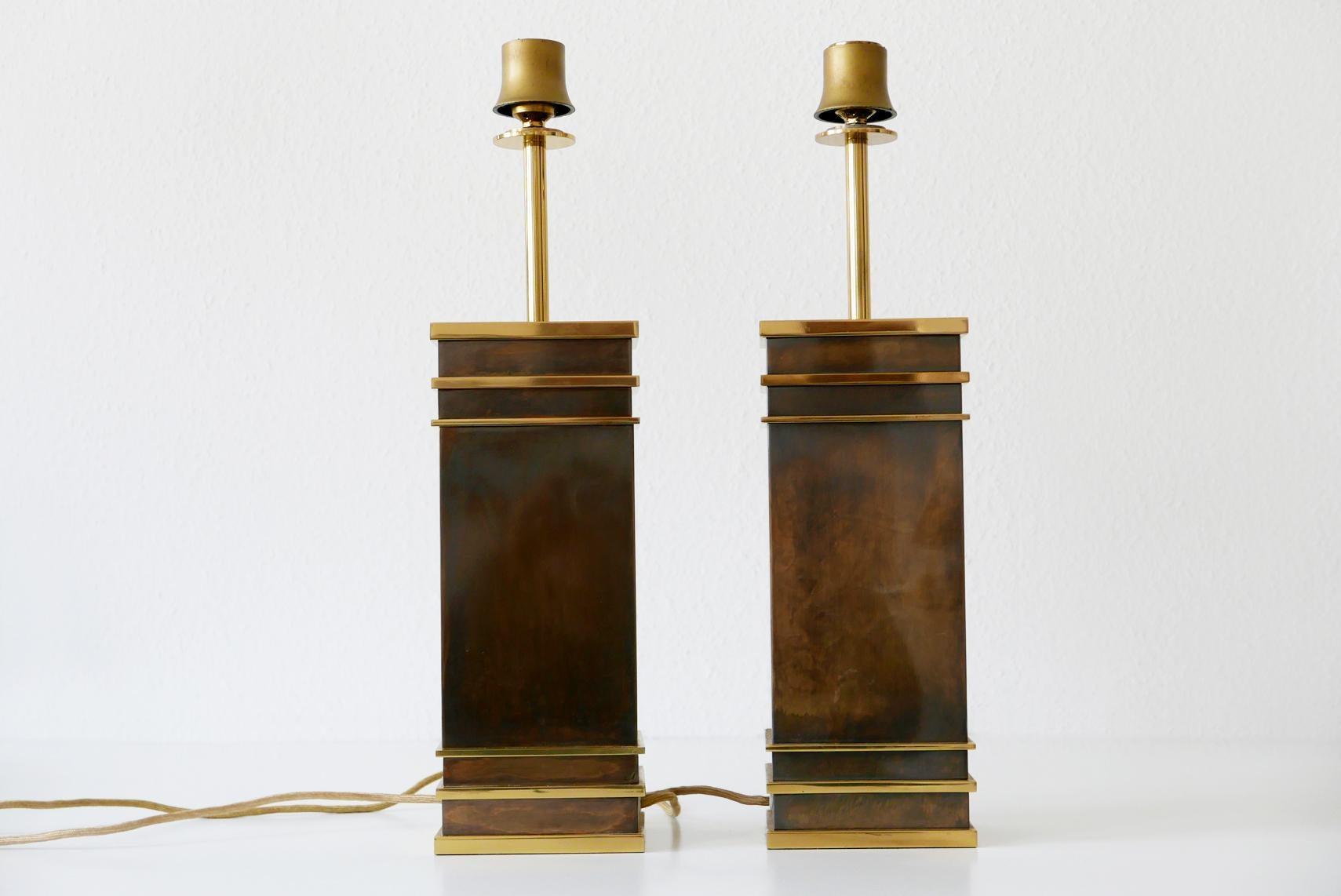 Brass Set of Two Monumental Midcentury Table Lamps by Vereinigte Werkstätten, Germany For Sale