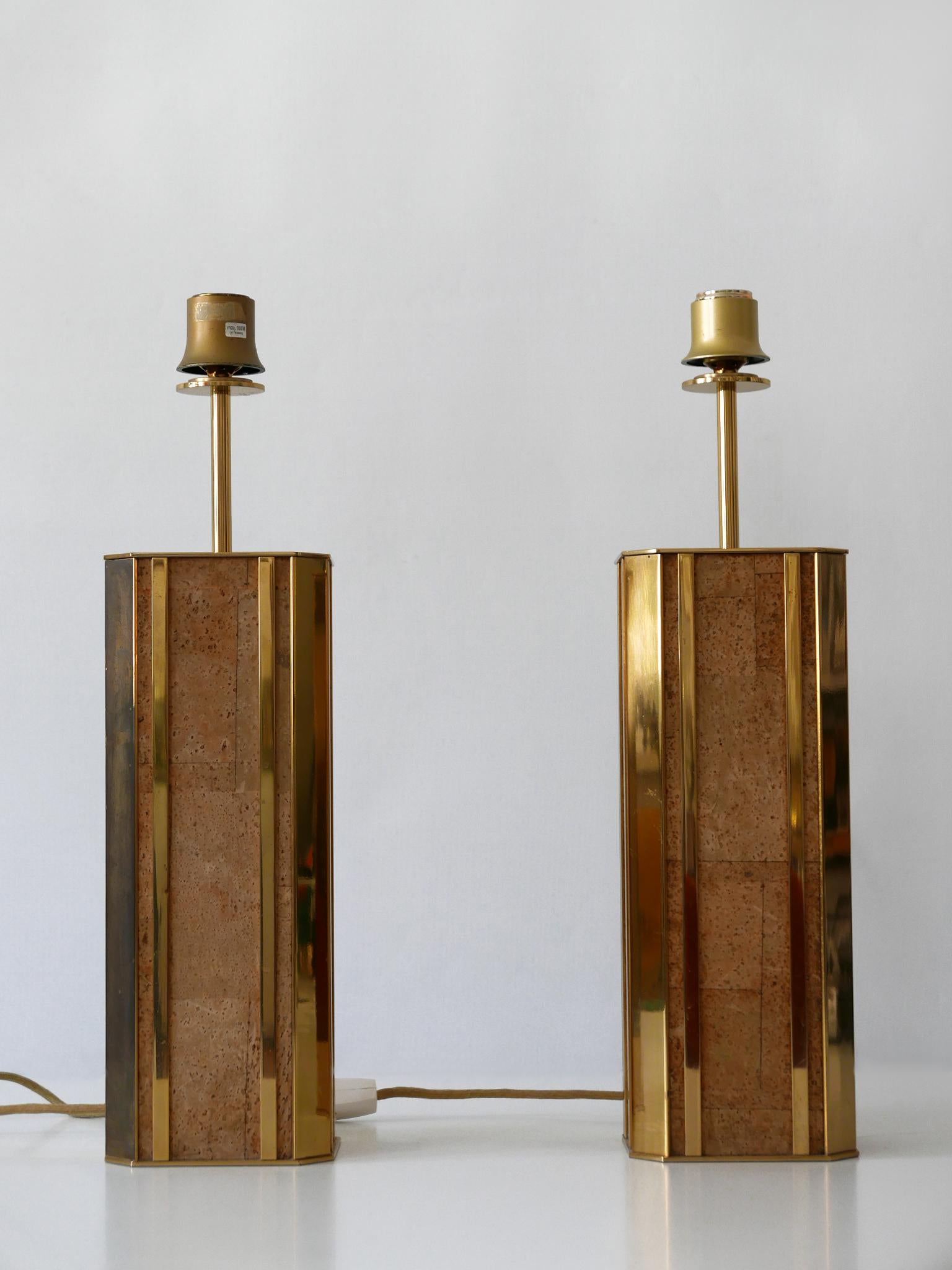 Brass Set of Two Monumental Mid Century Table Lamps by Vereinigte Werkstätten Germany For Sale