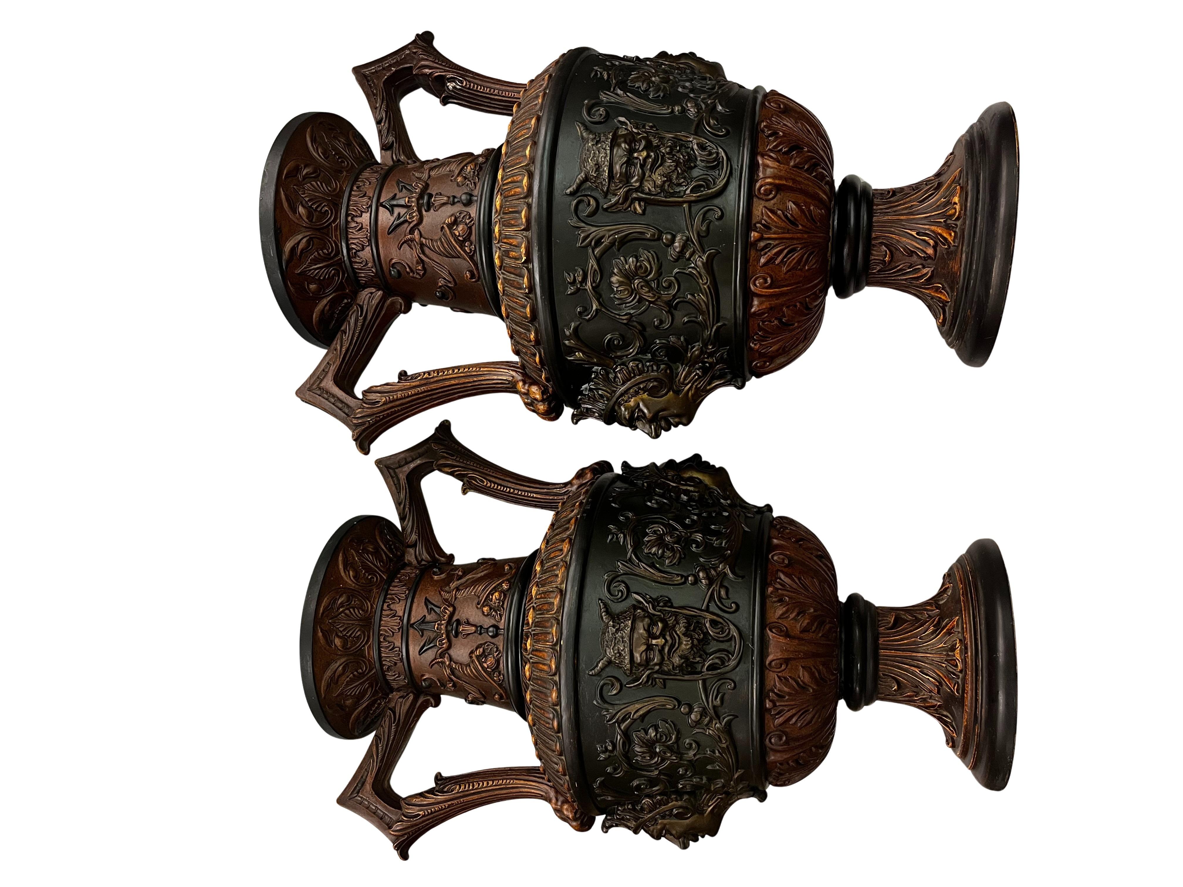 Set of two monumental vases, ceramics, Johann Maresch, historicism 1870s Austria en venta 4