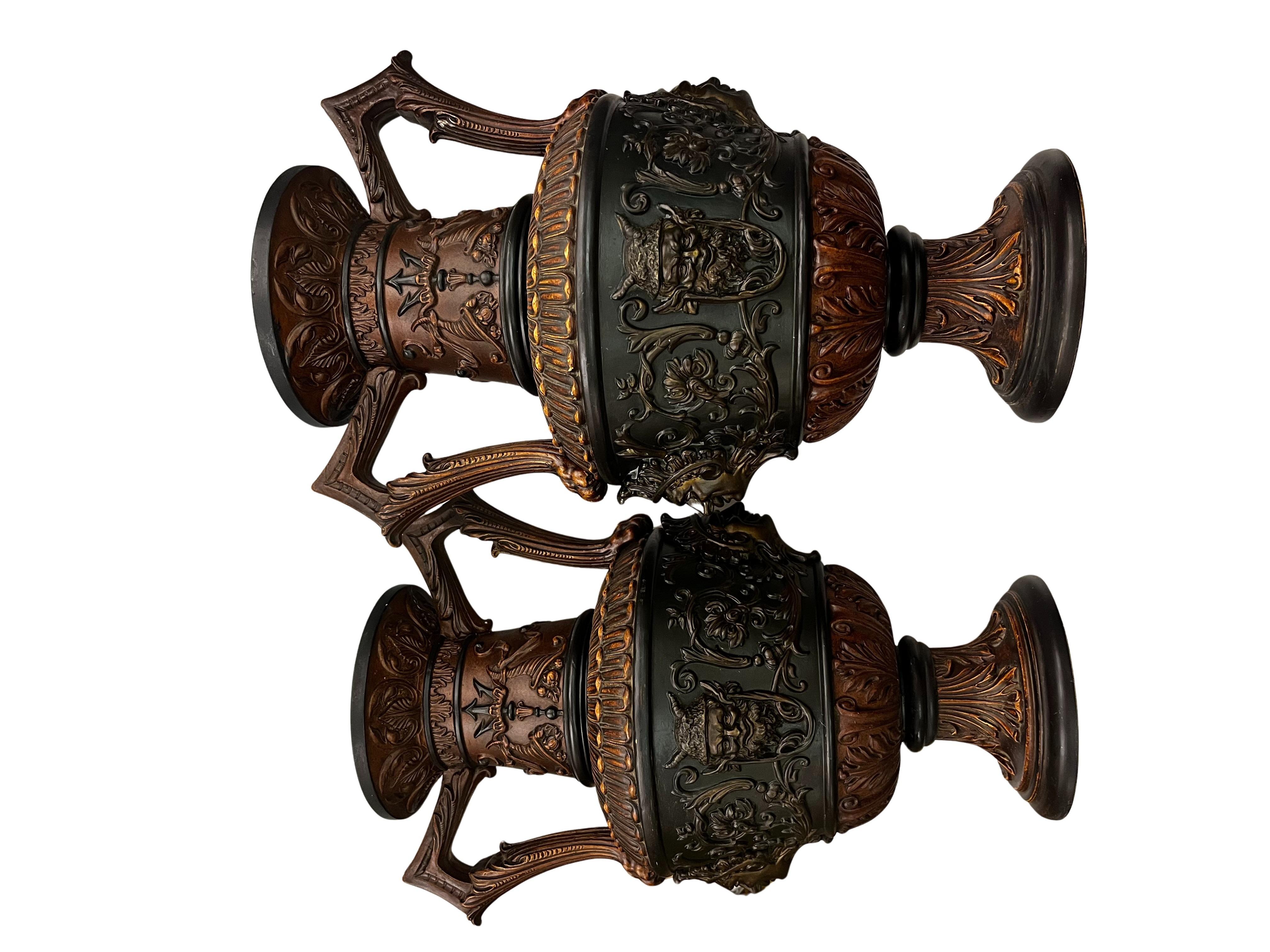 Set of two monumental vases, ceramics, Johann Maresch, historicism 1870s Austria en venta 1