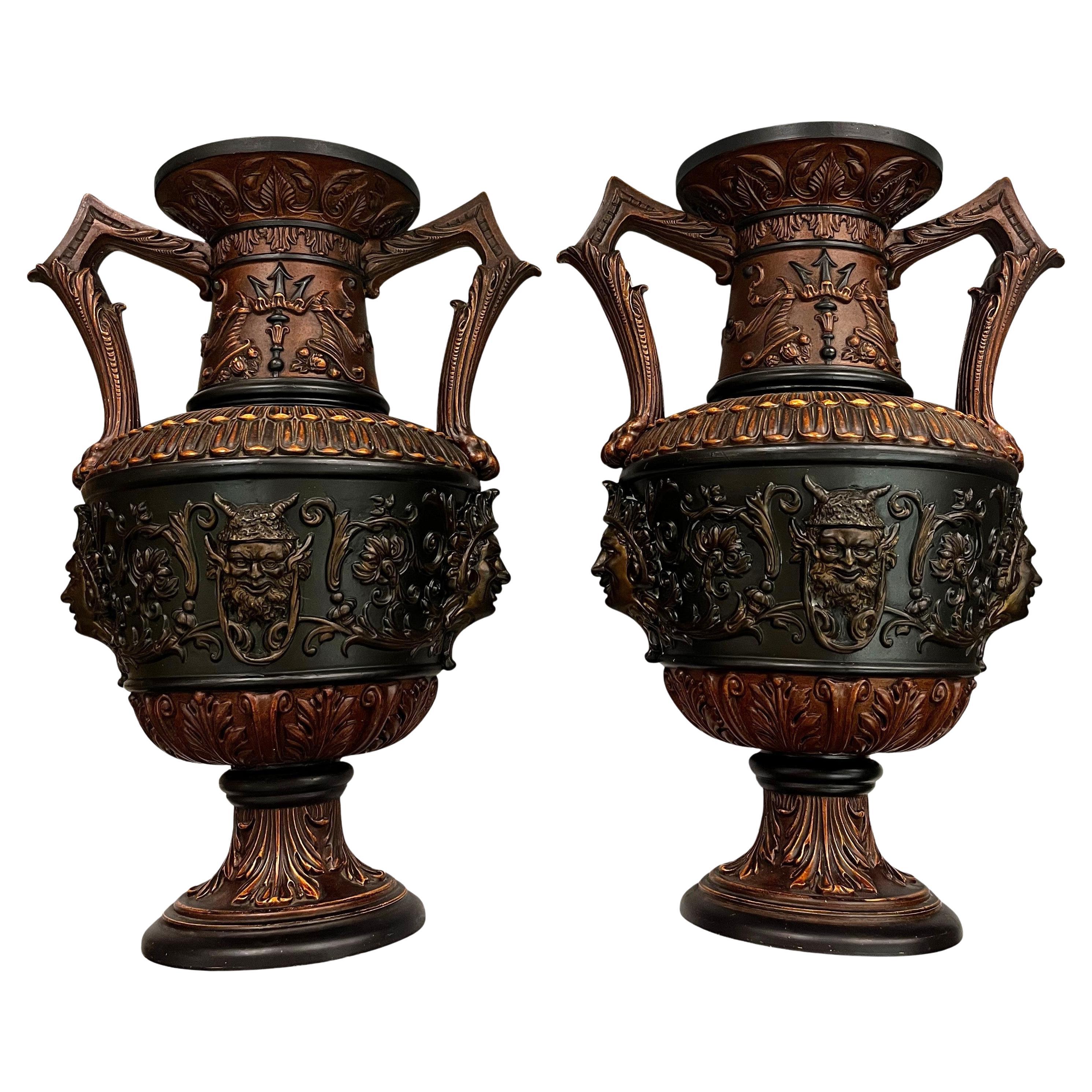 Set of two monumental vases, ceramics, Johann Maresch, historicism 1870s Austria en venta