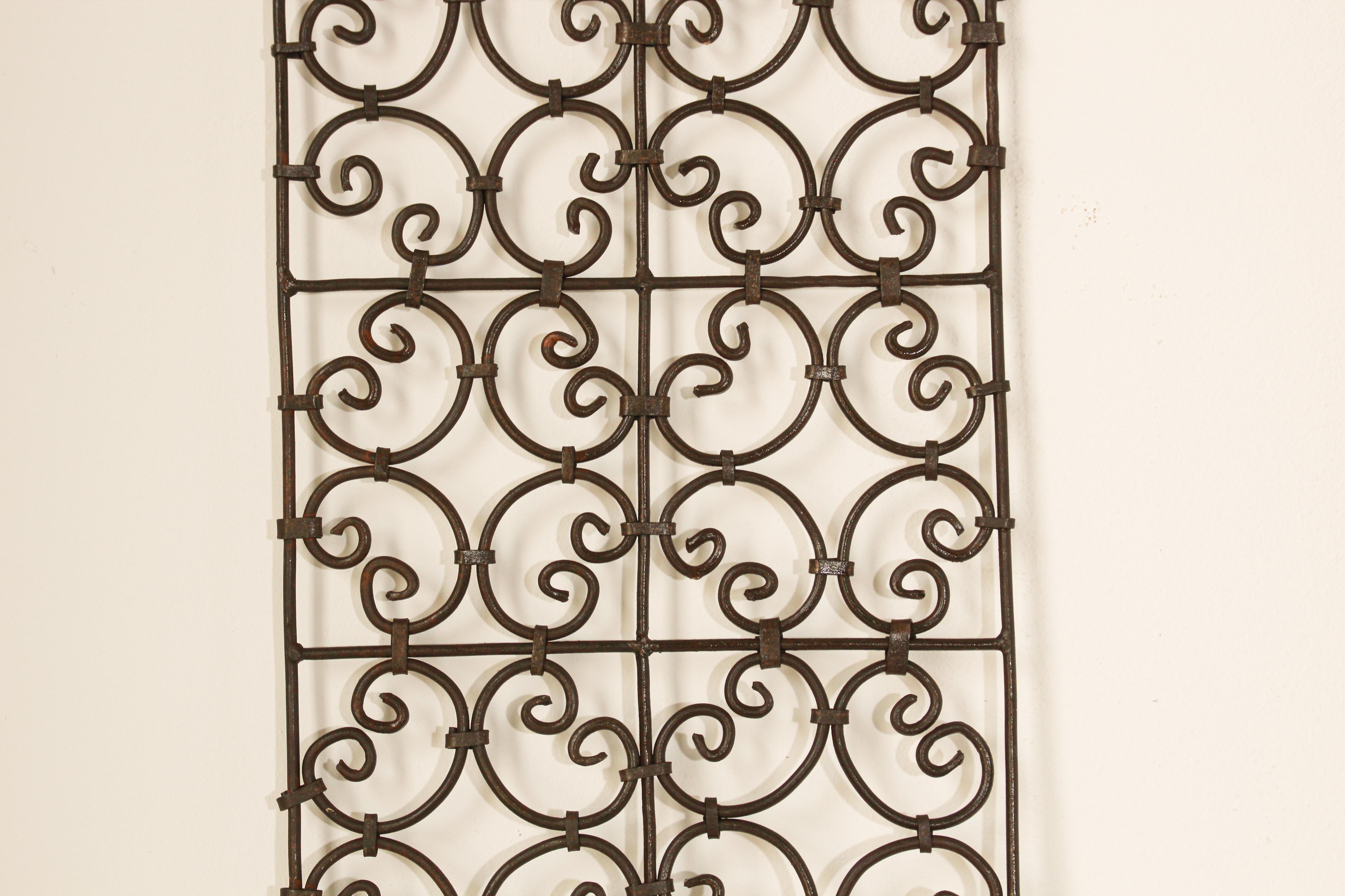 Moroccan Set of Two Moorish Screen Hand Forged Iron Panels