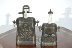 Set of Two Moroccan Antique Tribal Powder Case Flasks
