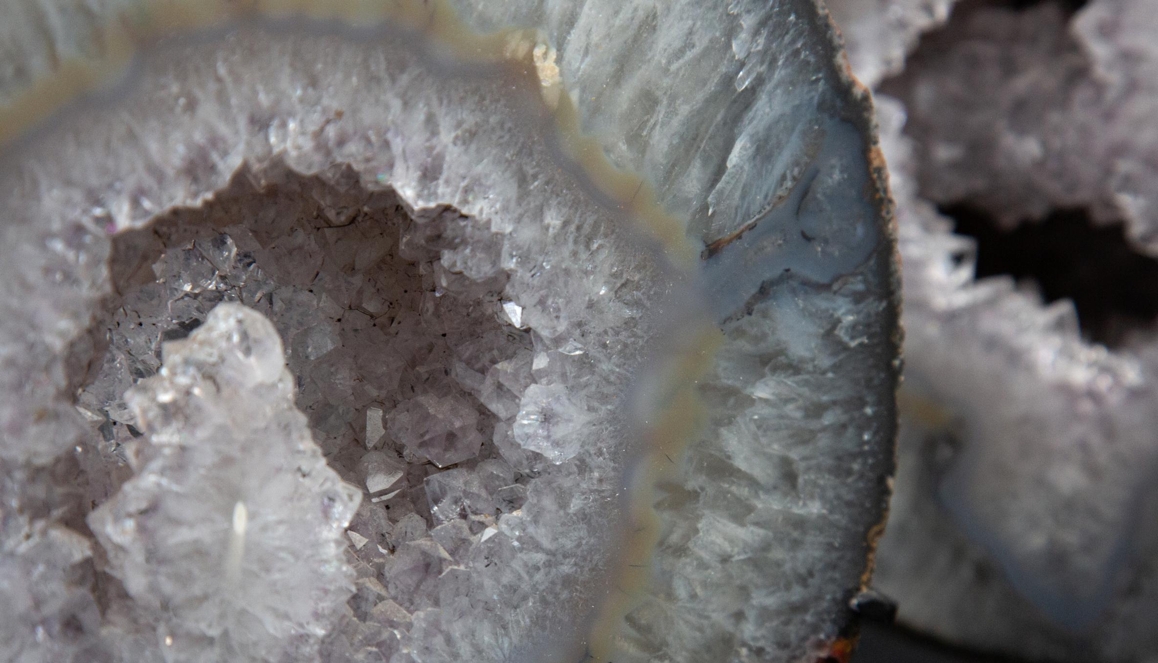 Set of Two Mounted Geodes, Pot and Lid In New Condition In New York, NY