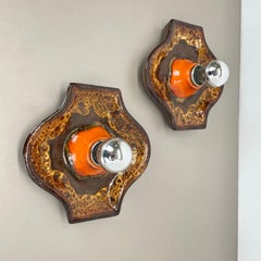 Set di due luci da parete in ceramica grassa multicolore,  Hustadt Light Germania 1970