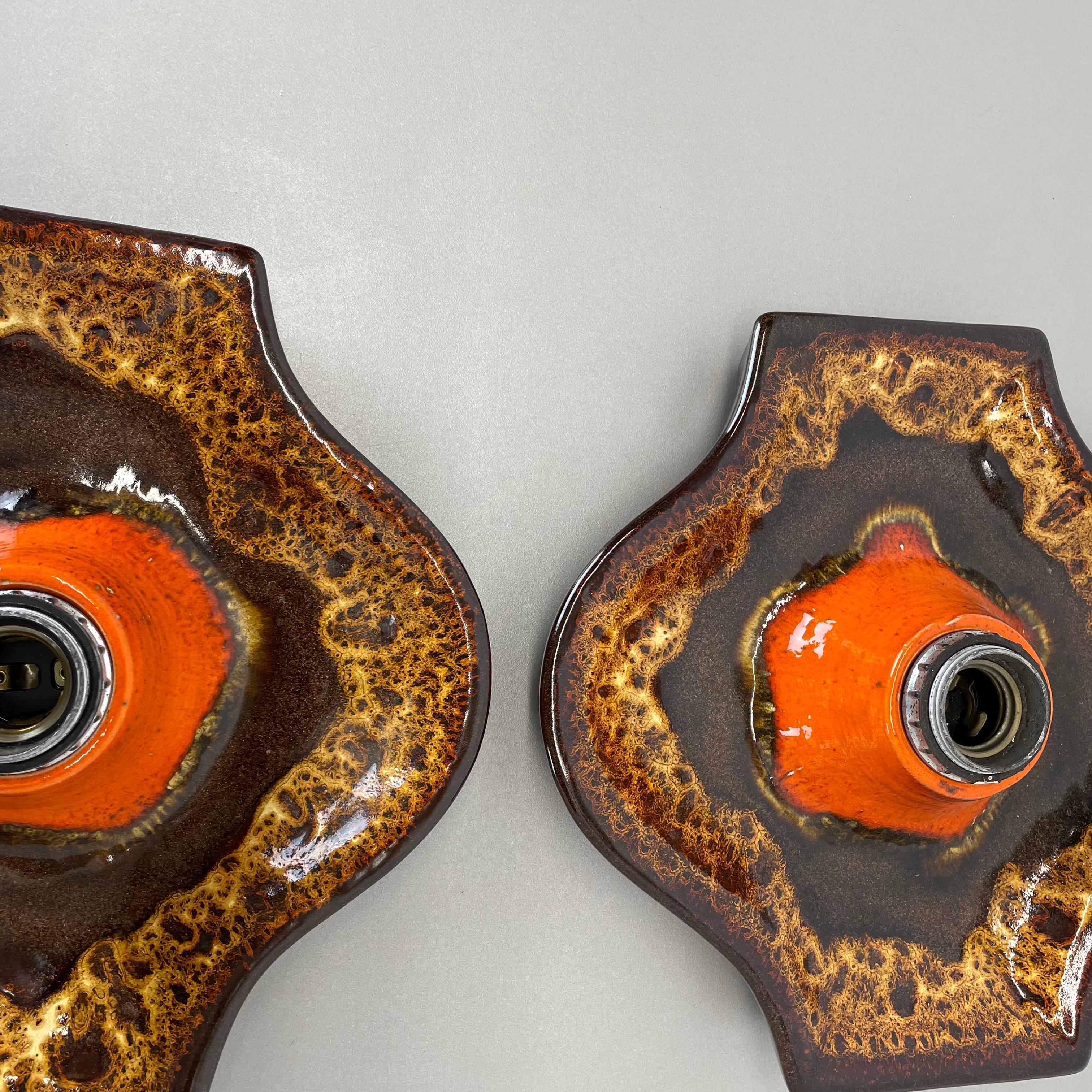 Set of Two multicolor Ceramic Fat Lava Wall Lights,  Hustadt Lights Germany 1970 In Good Condition For Sale In Kirchlengern, DE