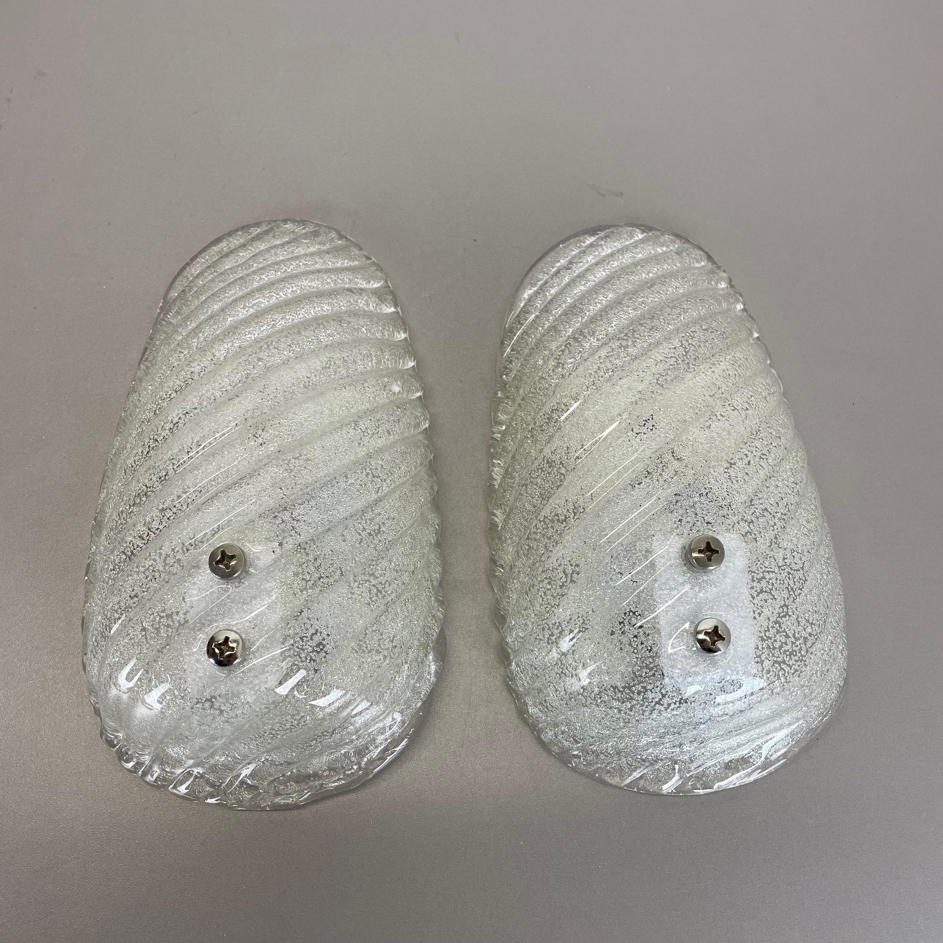 Juego de dos apliques de murano con estructura de burbujas de cristal de hielo Alemania, años 80 en venta 3