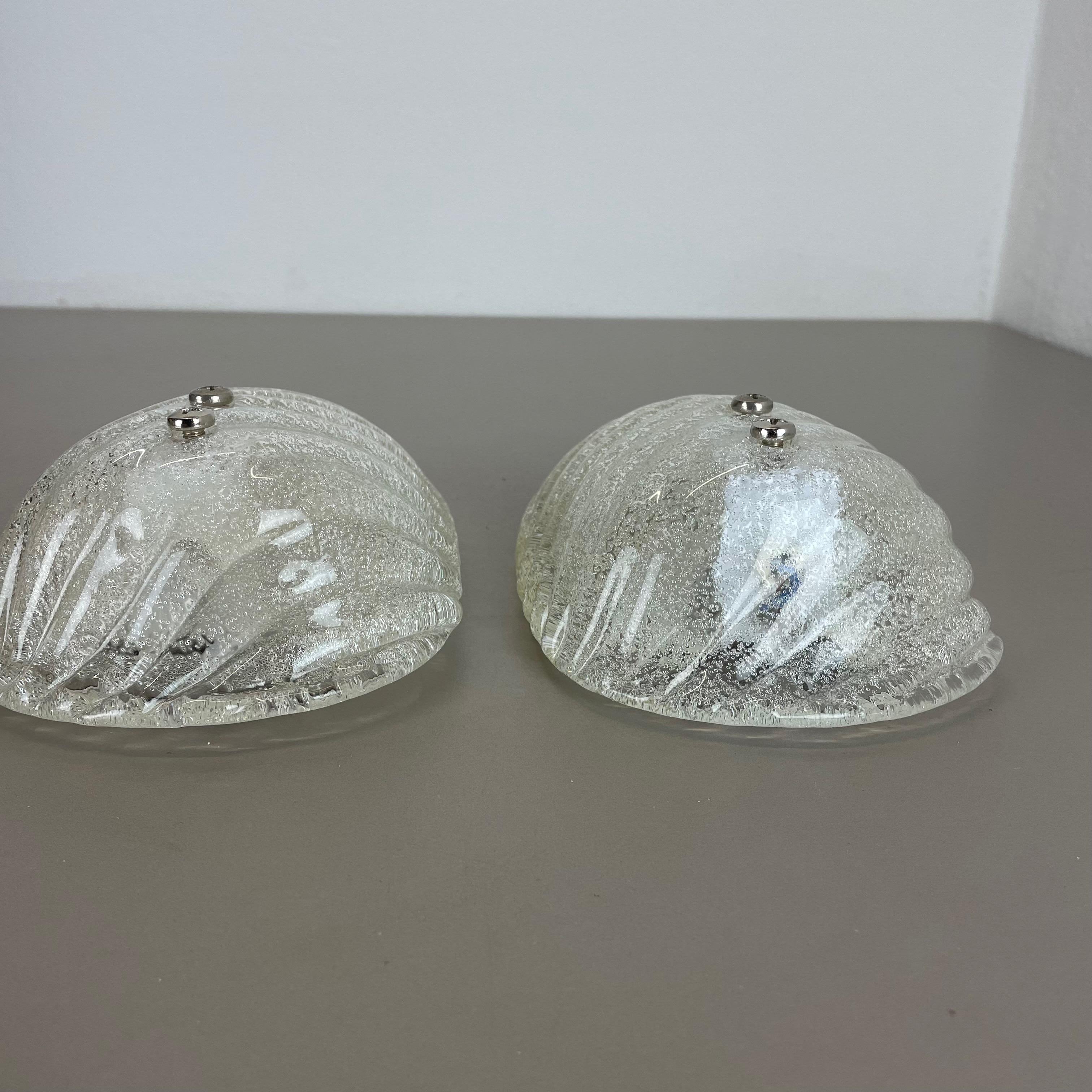 Set of Two murano bubble structure Ice Glass Wall Light Sconces Germany, 1980s For Sale 5
