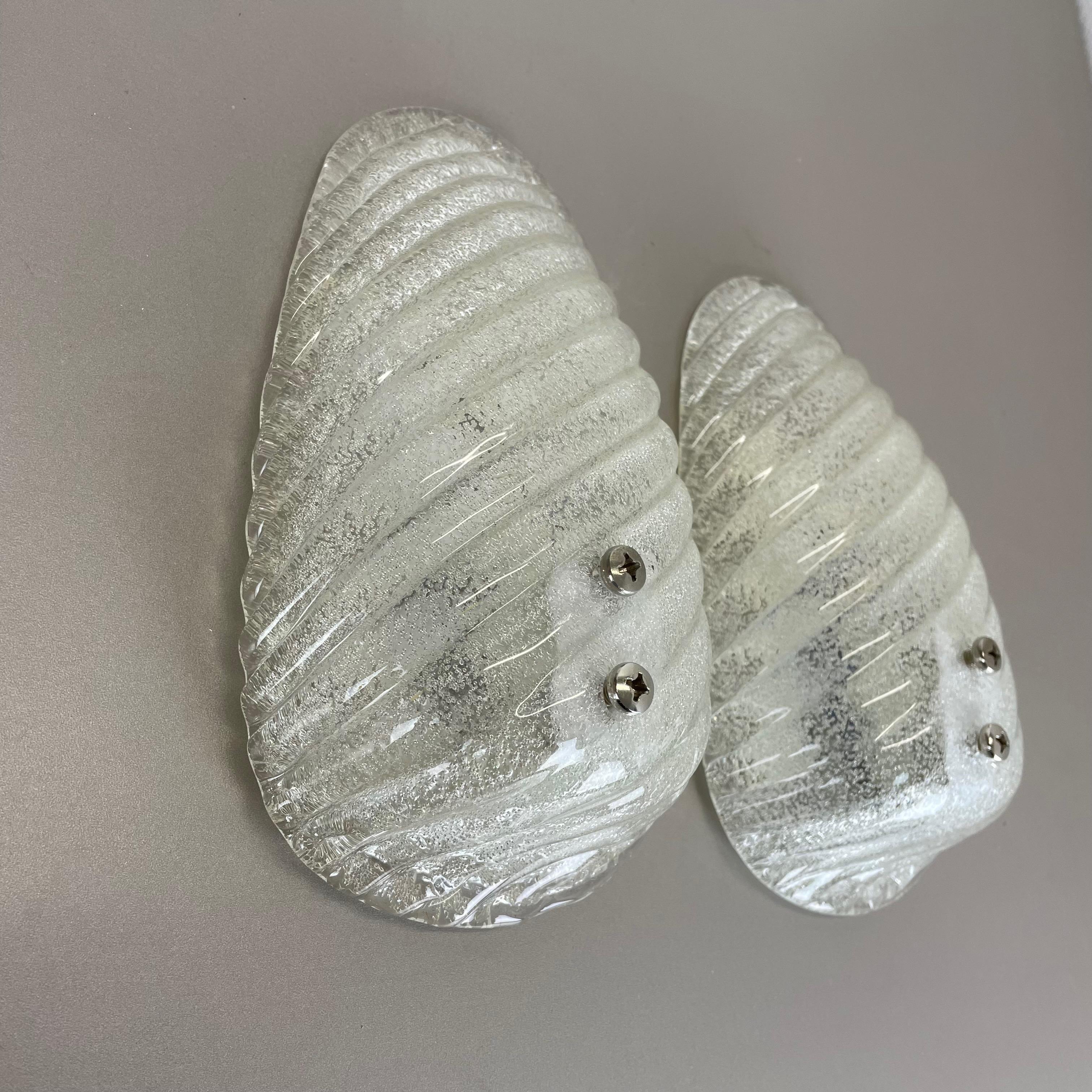 Juego de dos apliques de murano con estructura de burbujas de cristal de hielo Alemania, años 80 en venta 5