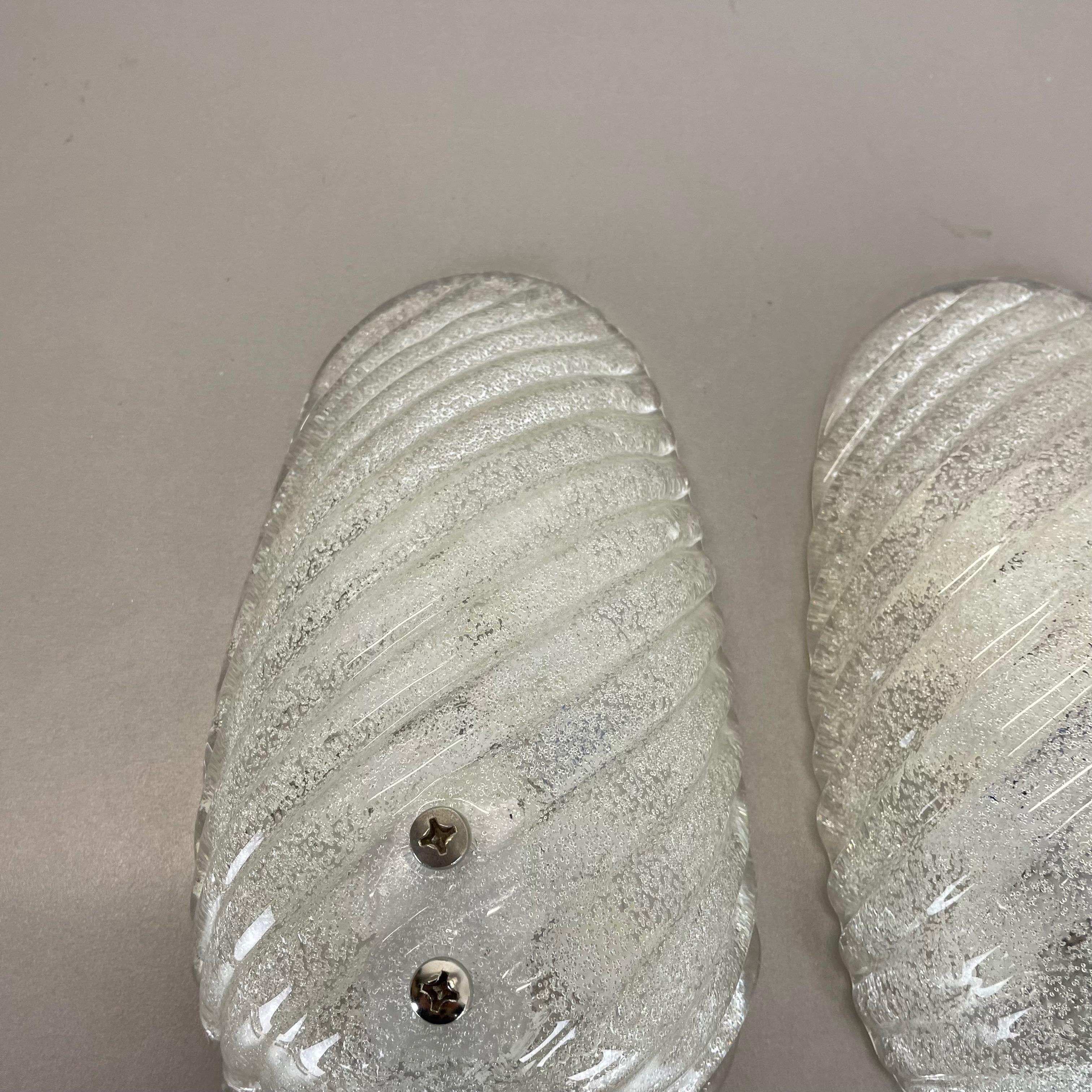 Juego de dos apliques de murano con estructura de burbujas de cristal de hielo Alemania, años 80 Moderno de mediados de siglo en venta