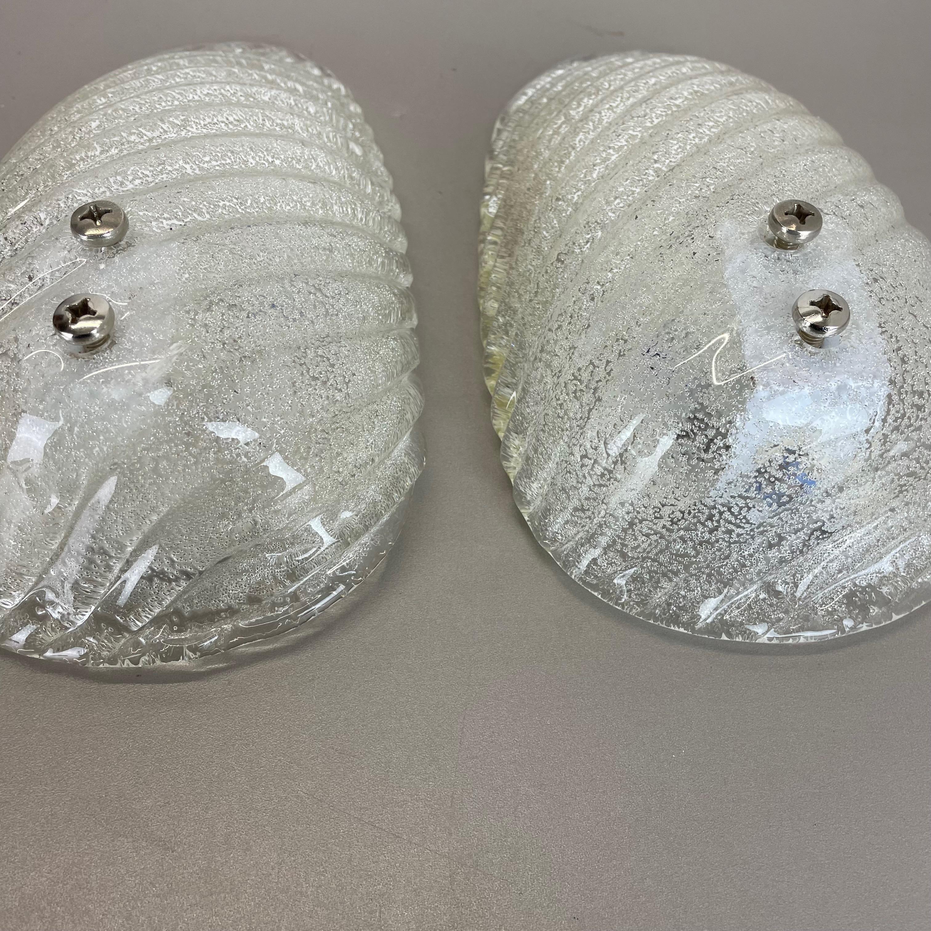 20th Century Set of Two murano bubble structure Ice Glass Wall Light Sconces Germany, 1980s For Sale