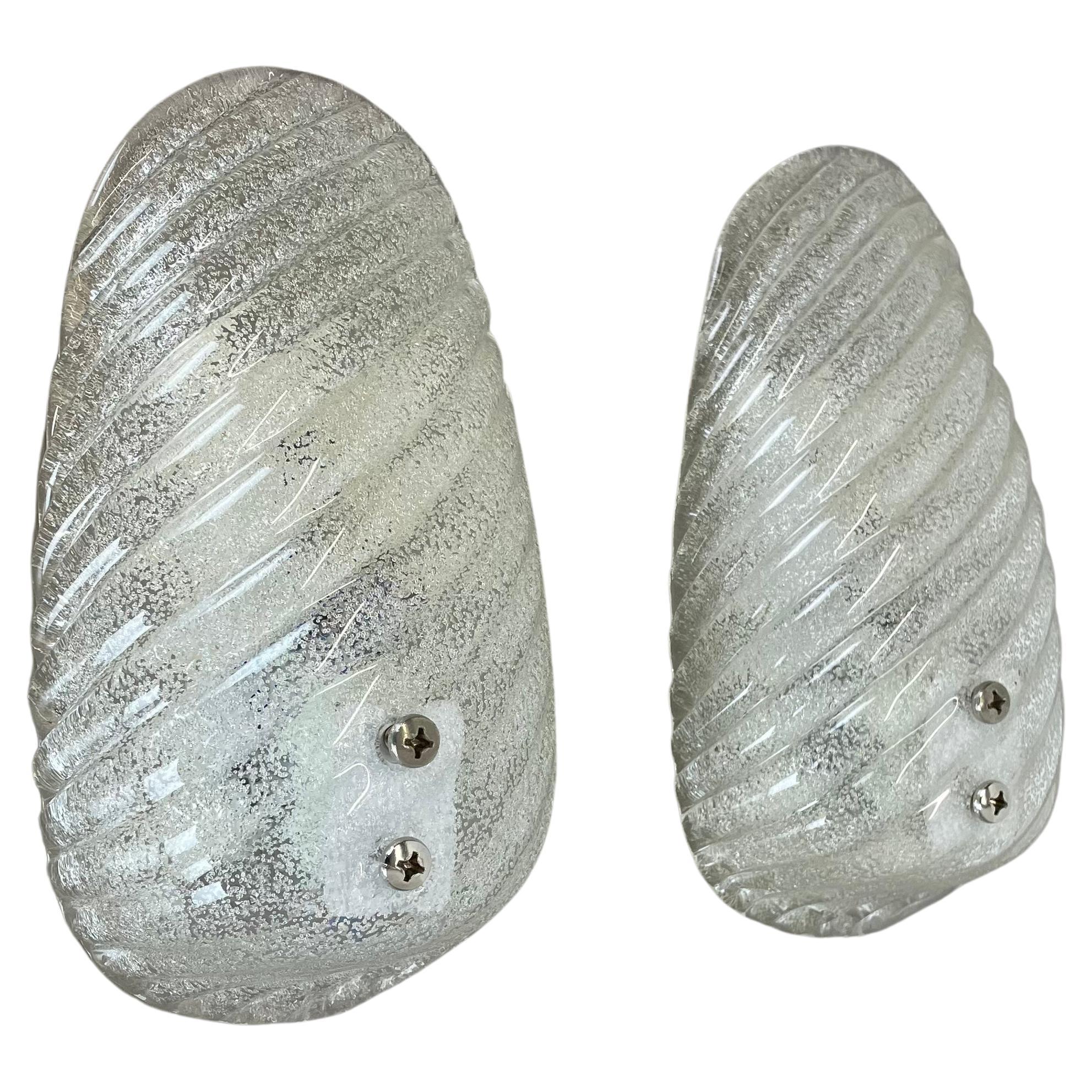 Set of Two murano bubble structure Ice Glass Wall Light Sconces Germany, 1980s For Sale