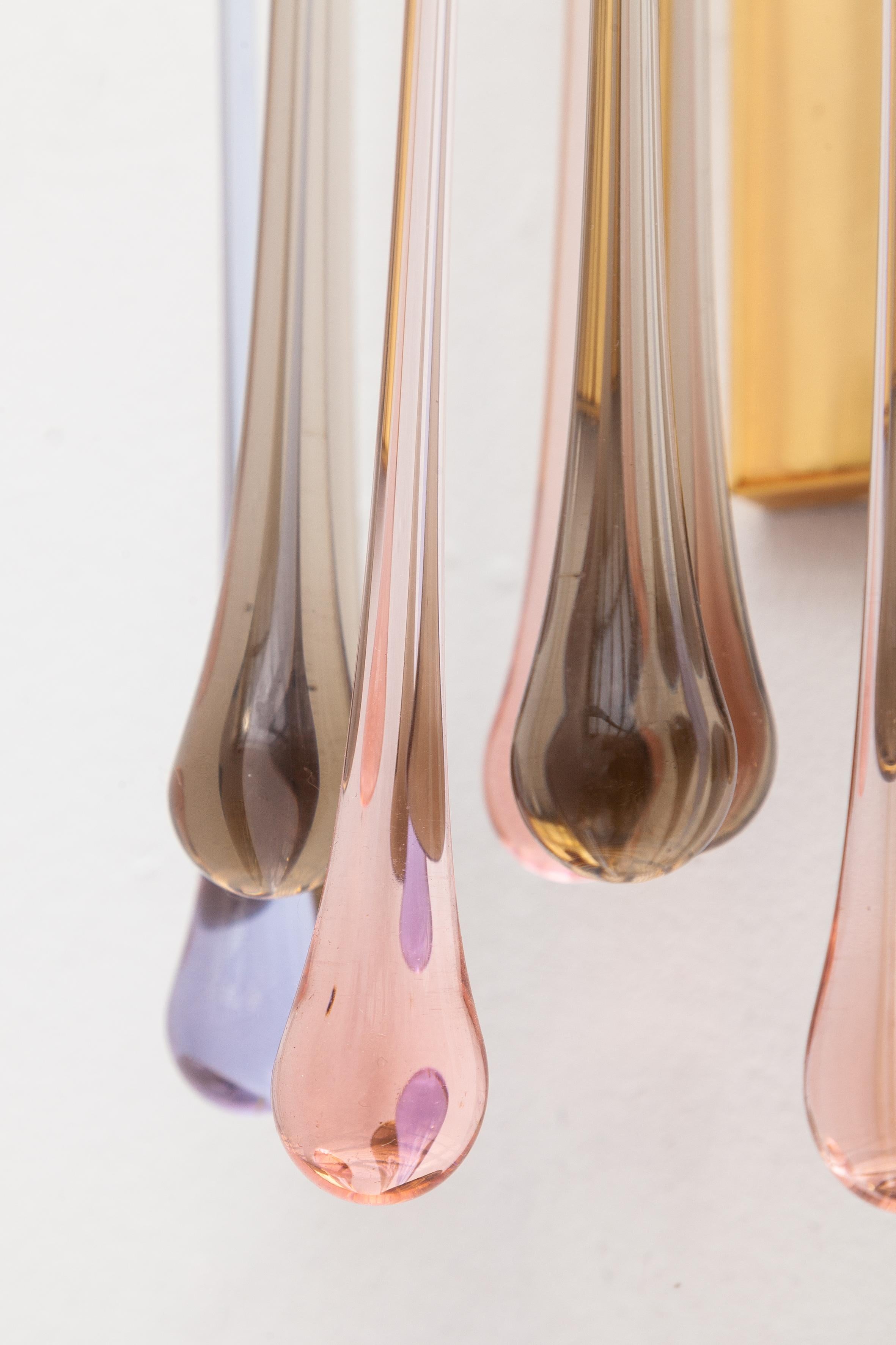 Set of Two Murano Crystal Teardrops Sconces by Italian Designer Paolo Venini 1