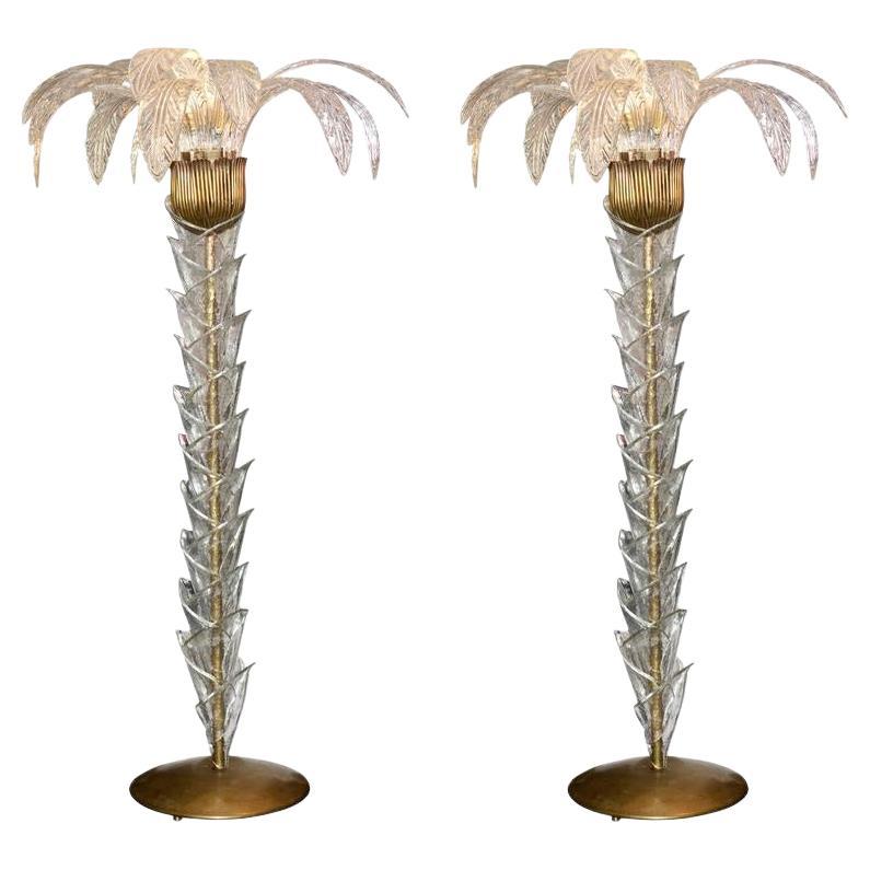 Set of Two Murano Floor Lamps For Sale