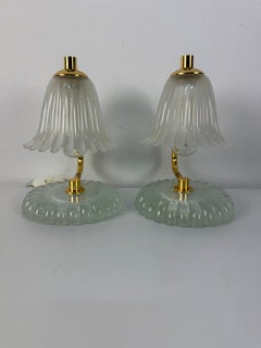 Set of two Murano glass and brass Bedside Lamps, "Murano Due", 1970s
