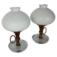 Lot de deux lampes de chevet en verre de Murano des années 1950