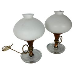 Set of two Murano glass bedside lamps attributed to Fontana Arte 1950s