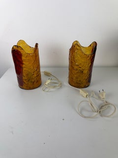 Set di due lampade da comodino in vetro di Murano attribuite a Mazzega Murano, anni '70