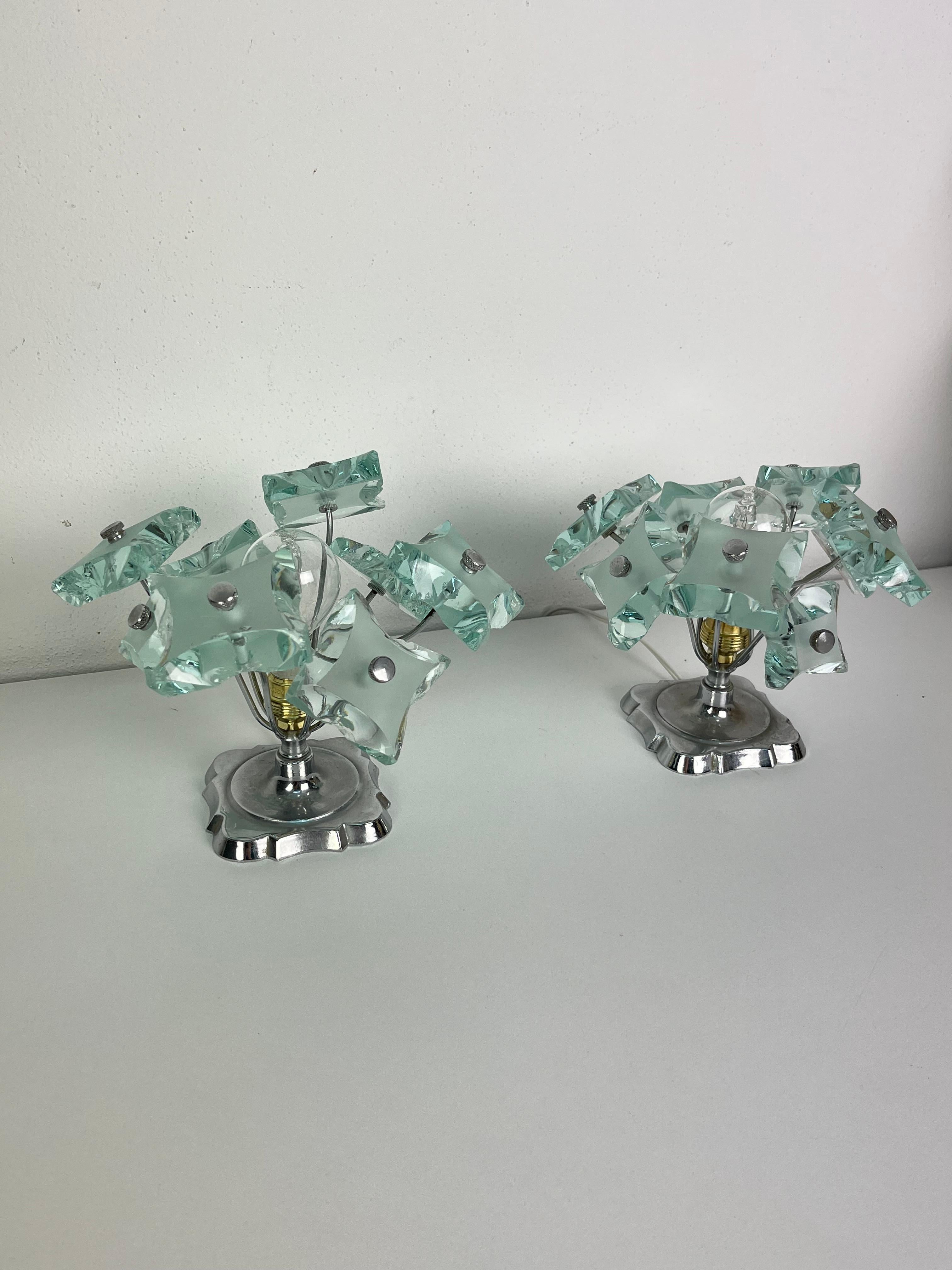 Set of two Murano Glass Bedside Lamps attributed to P. Chiesa for Fontana Arte For Sale 4