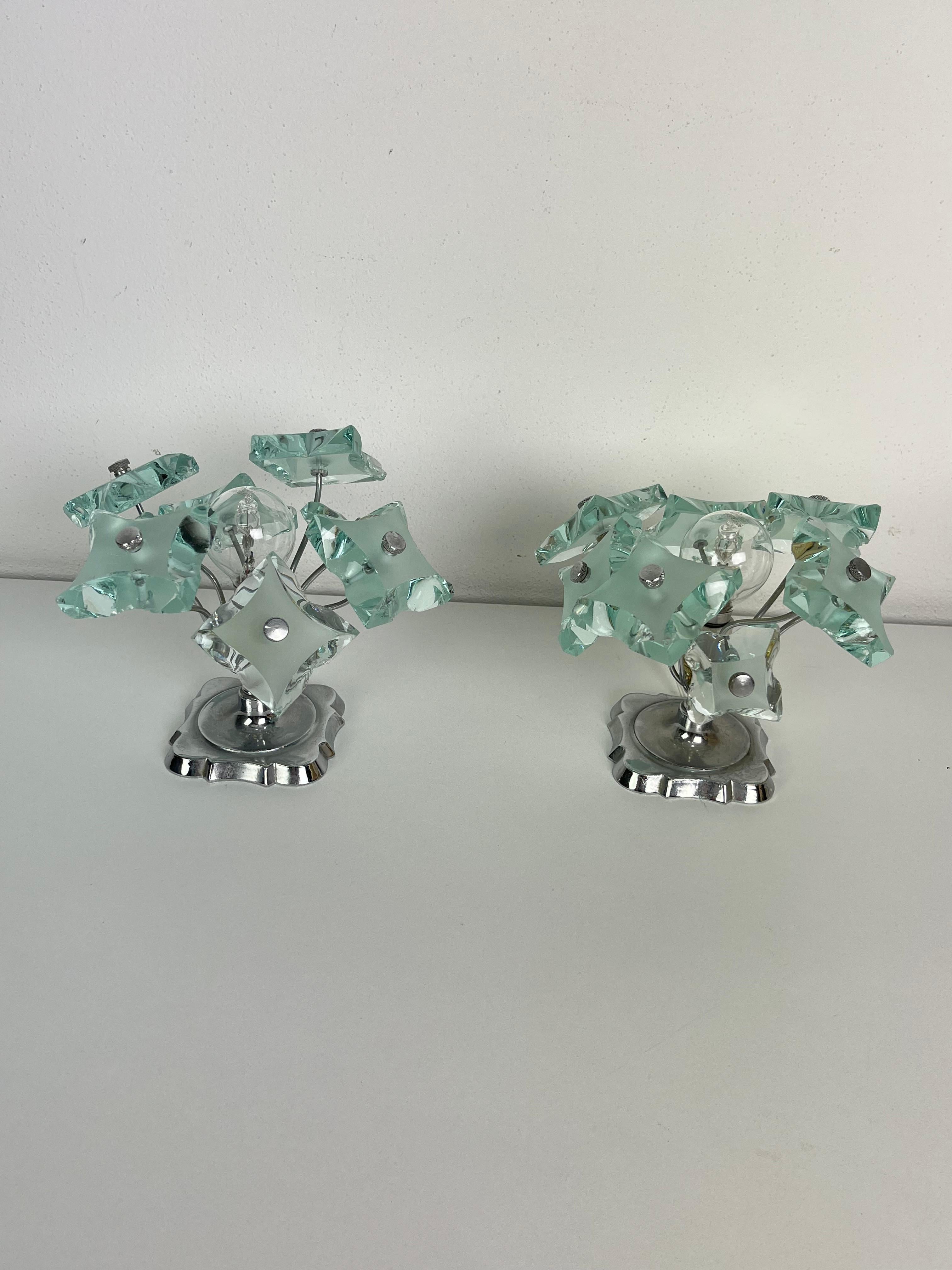 Set of two Murano Glass Bedside Lamps attributed to P. Chiesa for Fontana Arte For Sale 5