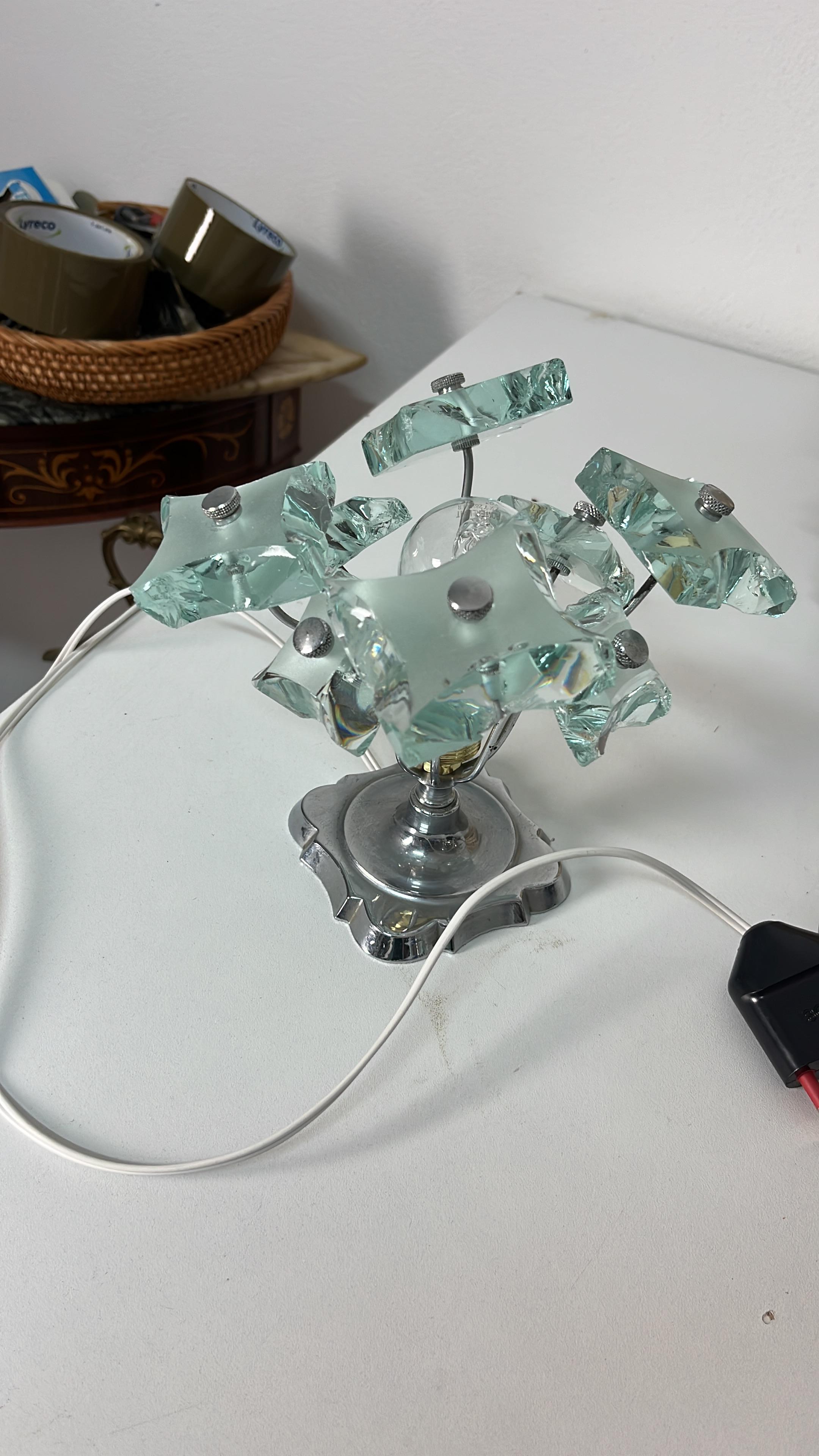 Set of two Murano Glass Bedside Lamps attributed to P. Chiesa for Fontana Arte For Sale 8