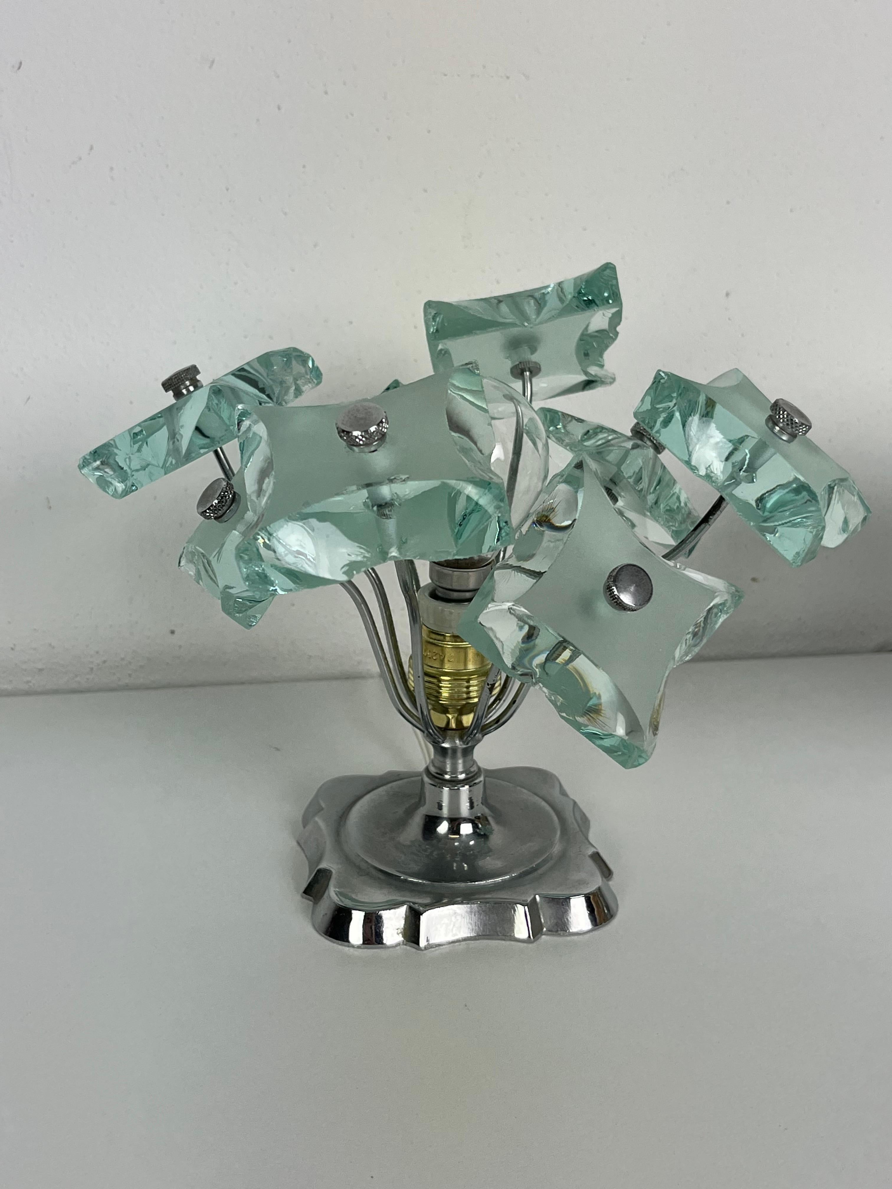 Mid-Century Modern Set of two Murano Glass Bedside Lamps attributed to P. Chiesa for Fontana Arte For Sale