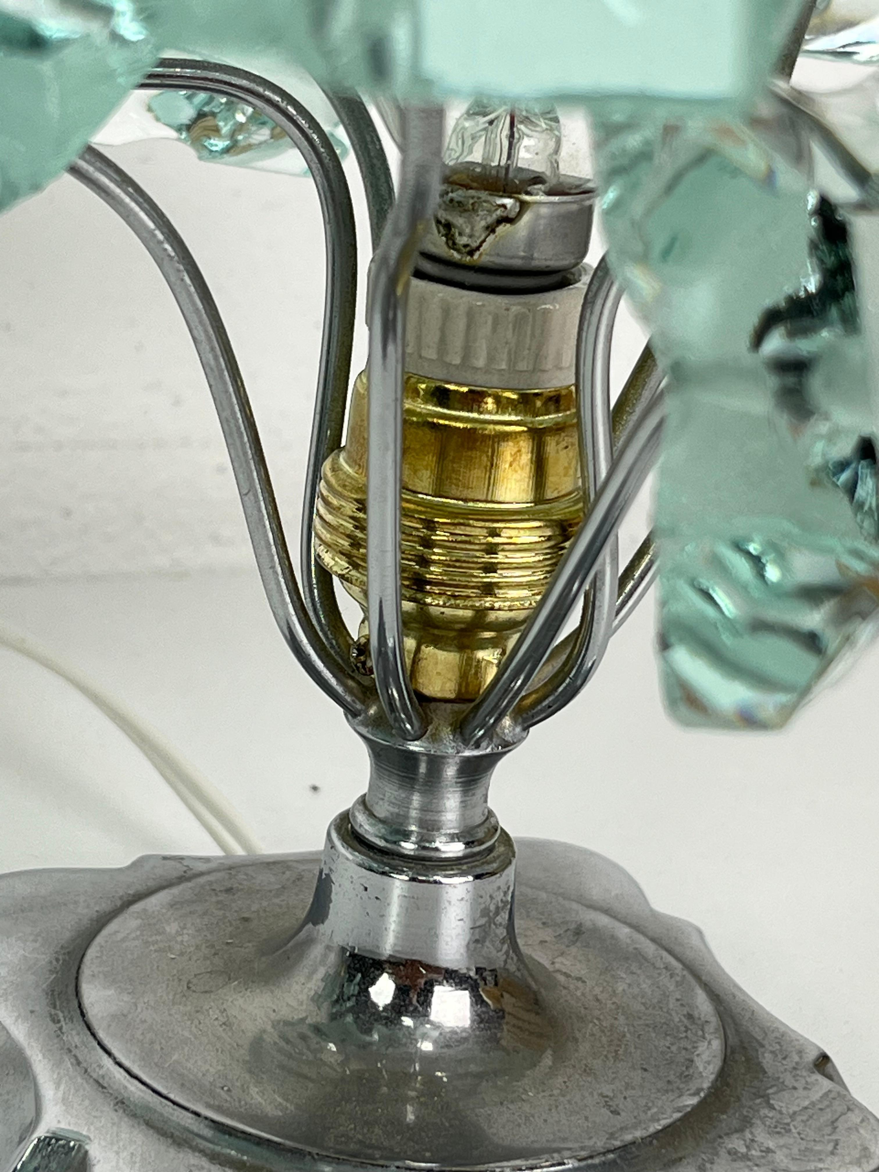 Set of two Murano Glass Bedside Lamps attributed to P. Chiesa for Fontana Arte In Good Condition For Sale In Palermo, IT