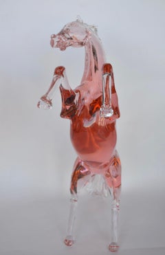 Set of Two Murano Glass Horses by Pino Signoretto