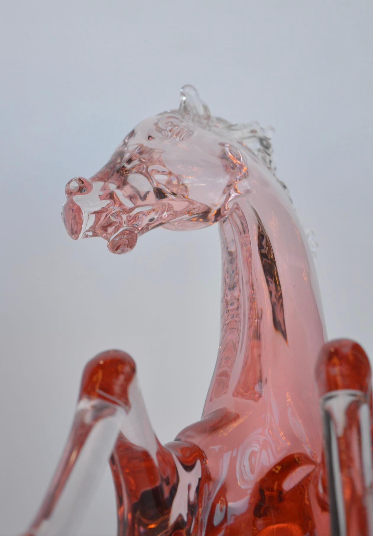 Italian Set of Two Murano Glass Horses by Pino Signoretto For Sale
