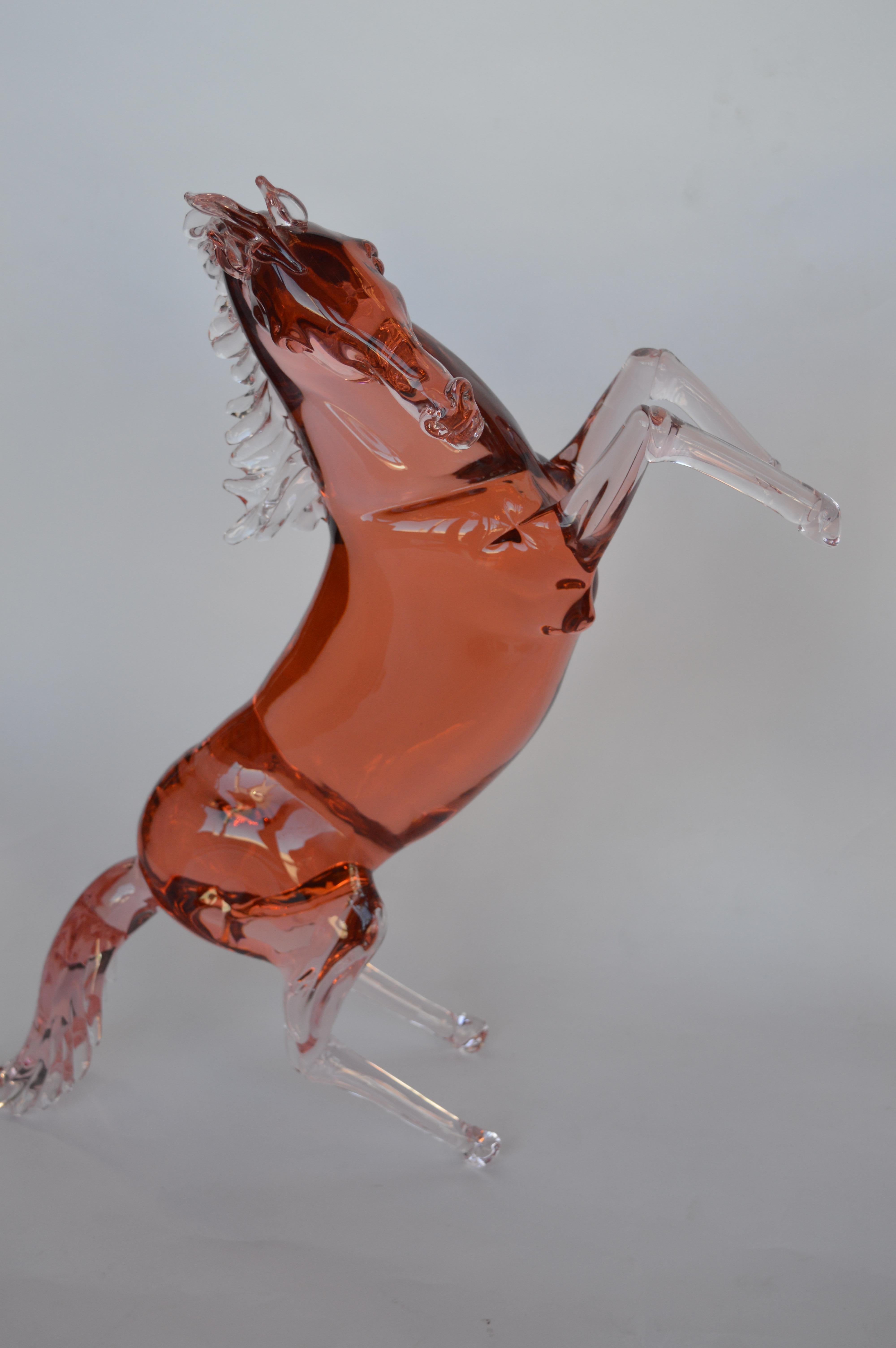 Set of Two Murano Glass Horses by Pino Signoretto In Excellent Condition In Los Angeles, CA
