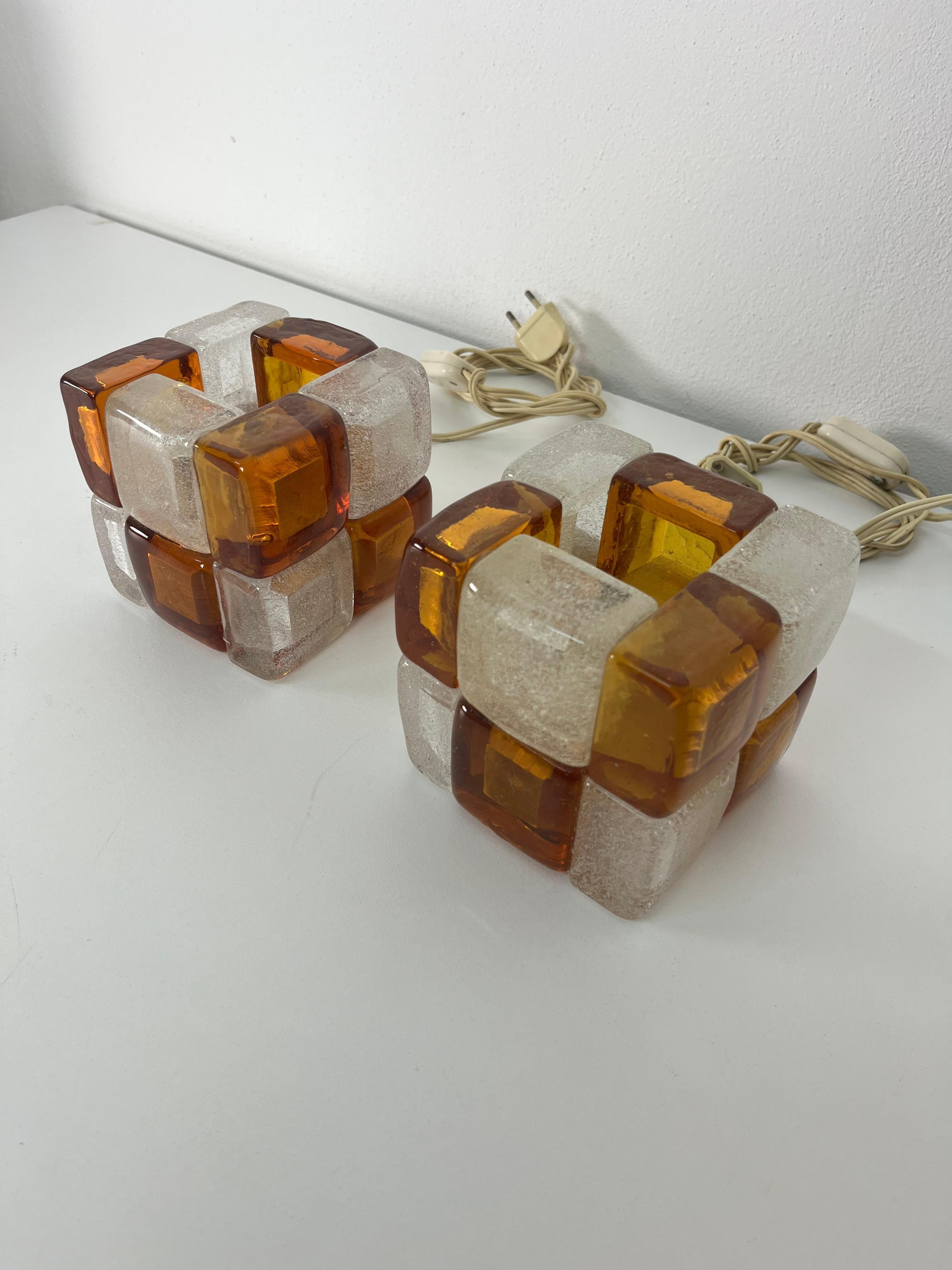 Satz von zwei Murano Glas Tischlampen von Albano Poli für Poliarte, 1970er Jahre im Angebot 4