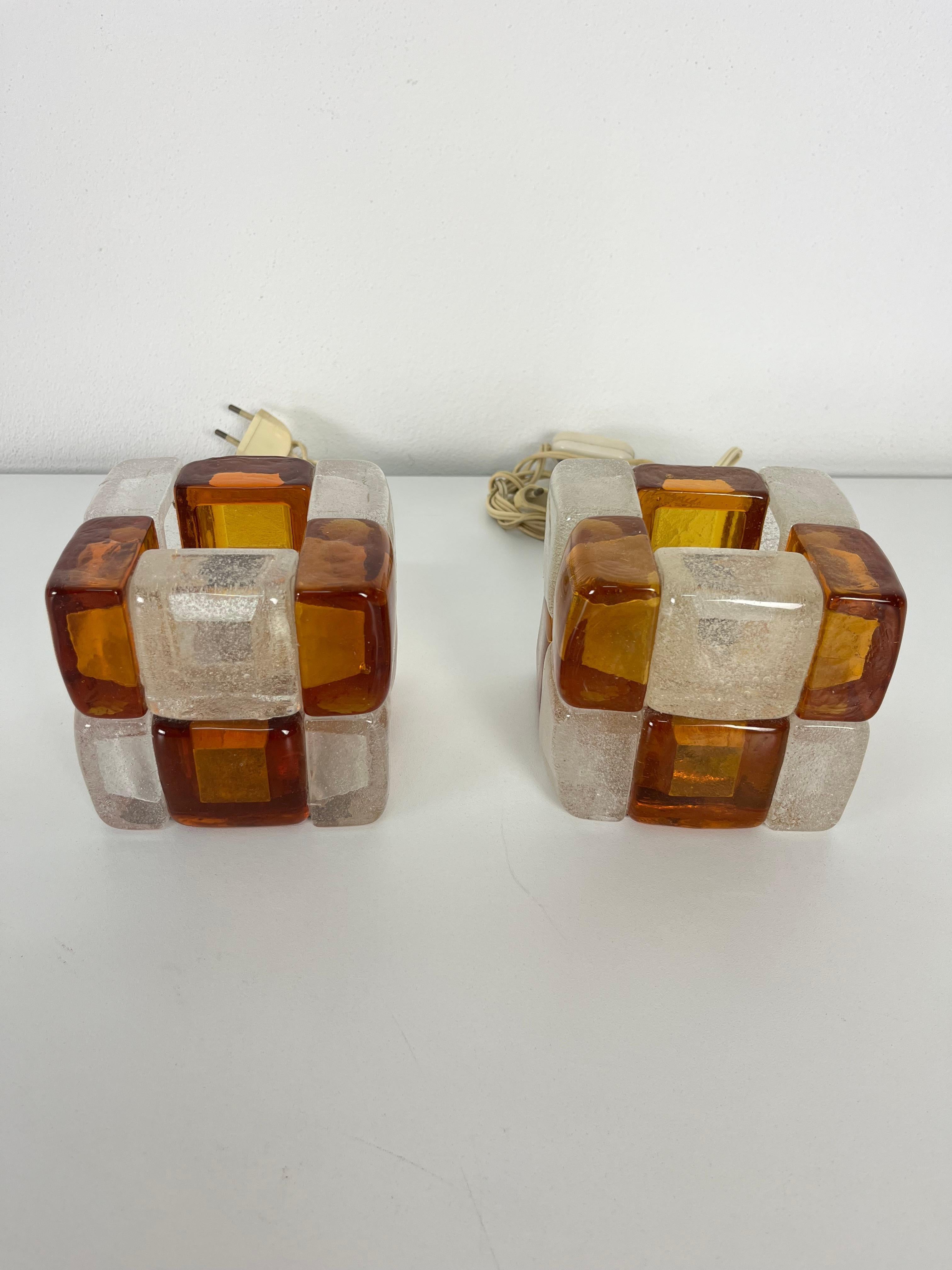 Satz von zwei Murano Glas Tischlampen von Albano Poli für Poliarte, 1970er Jahre im Angebot 5