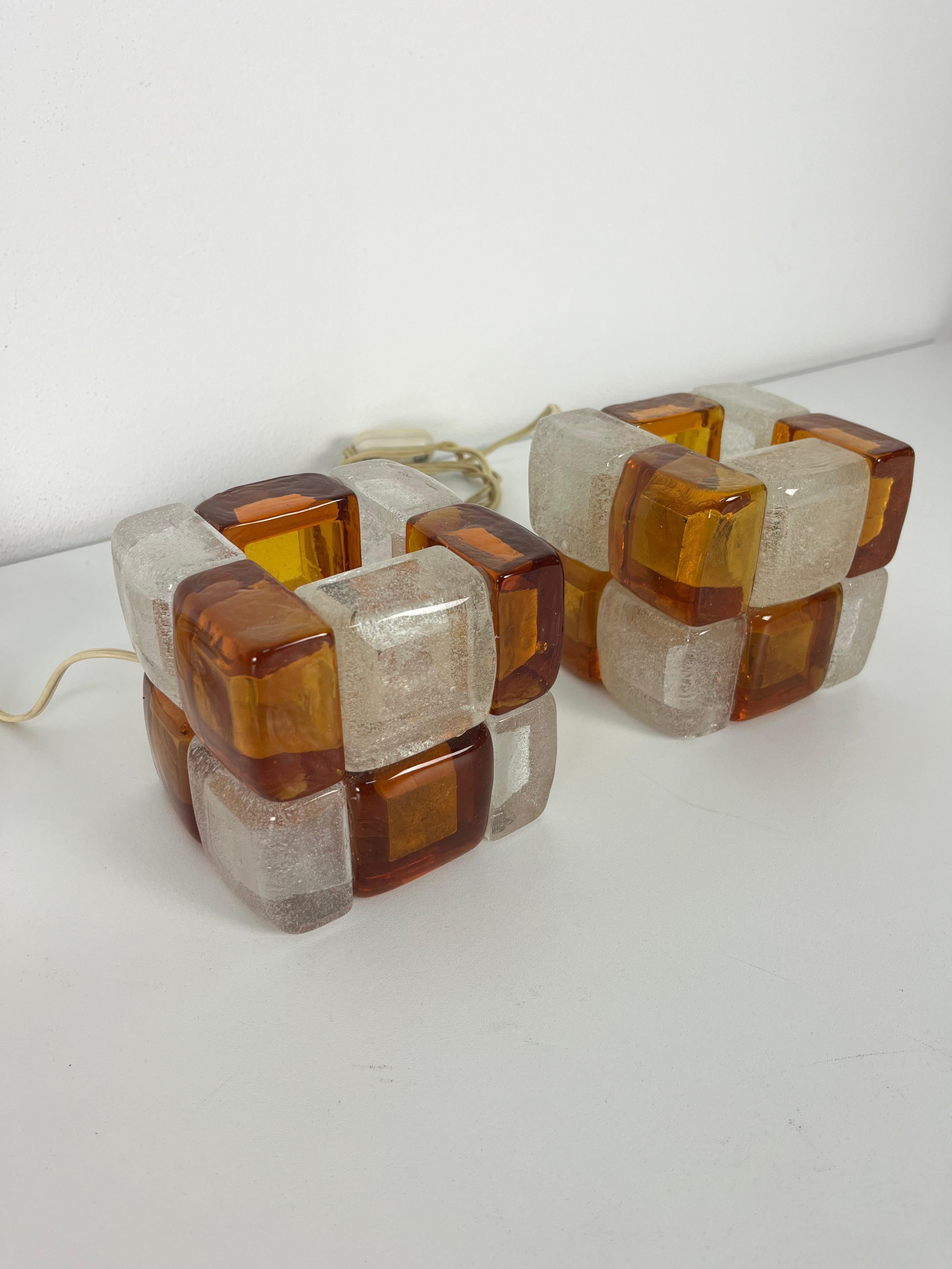Satz von zwei Murano Glas Tischlampen von Albano Poli für Poliarte, 1970er Jahre im Angebot 6