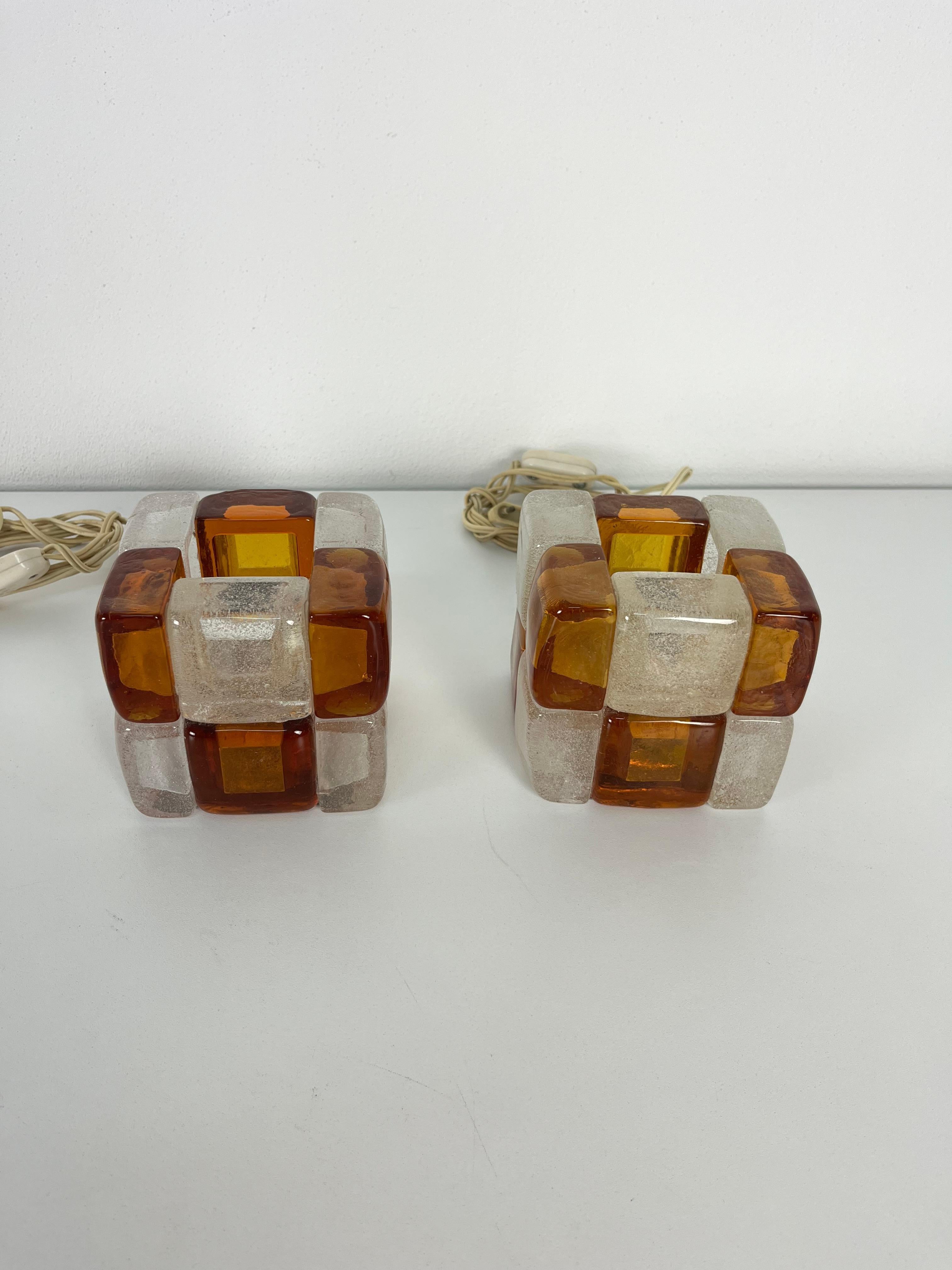 Satz von zwei Murano Glas Tischlampen von Albano Poli für Poliarte, 1970er Jahre im Angebot 7