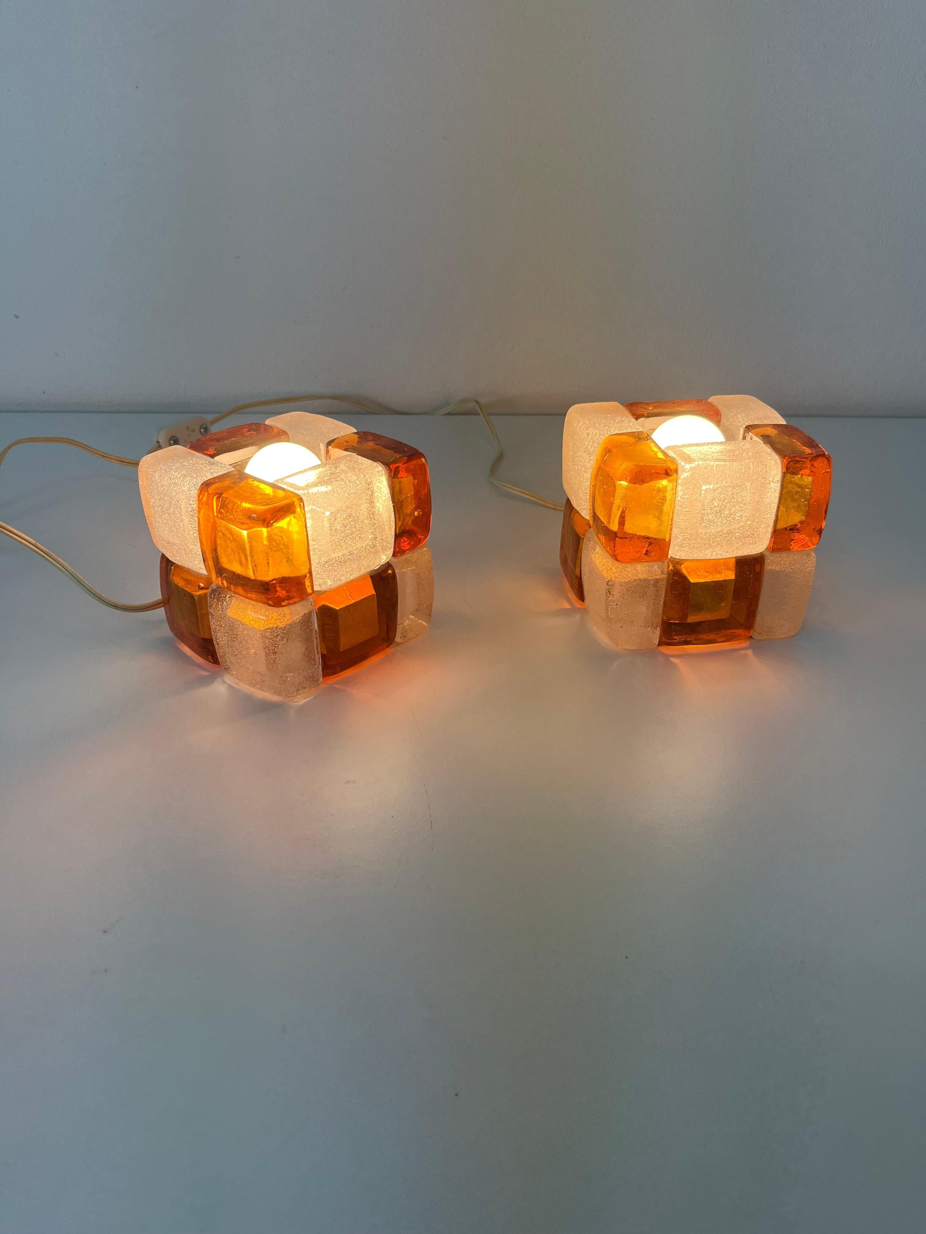Satz von zwei Murano Glas Tischlampen von Albano Poli für Poliarte, 1970er Jahre im Angebot 9
