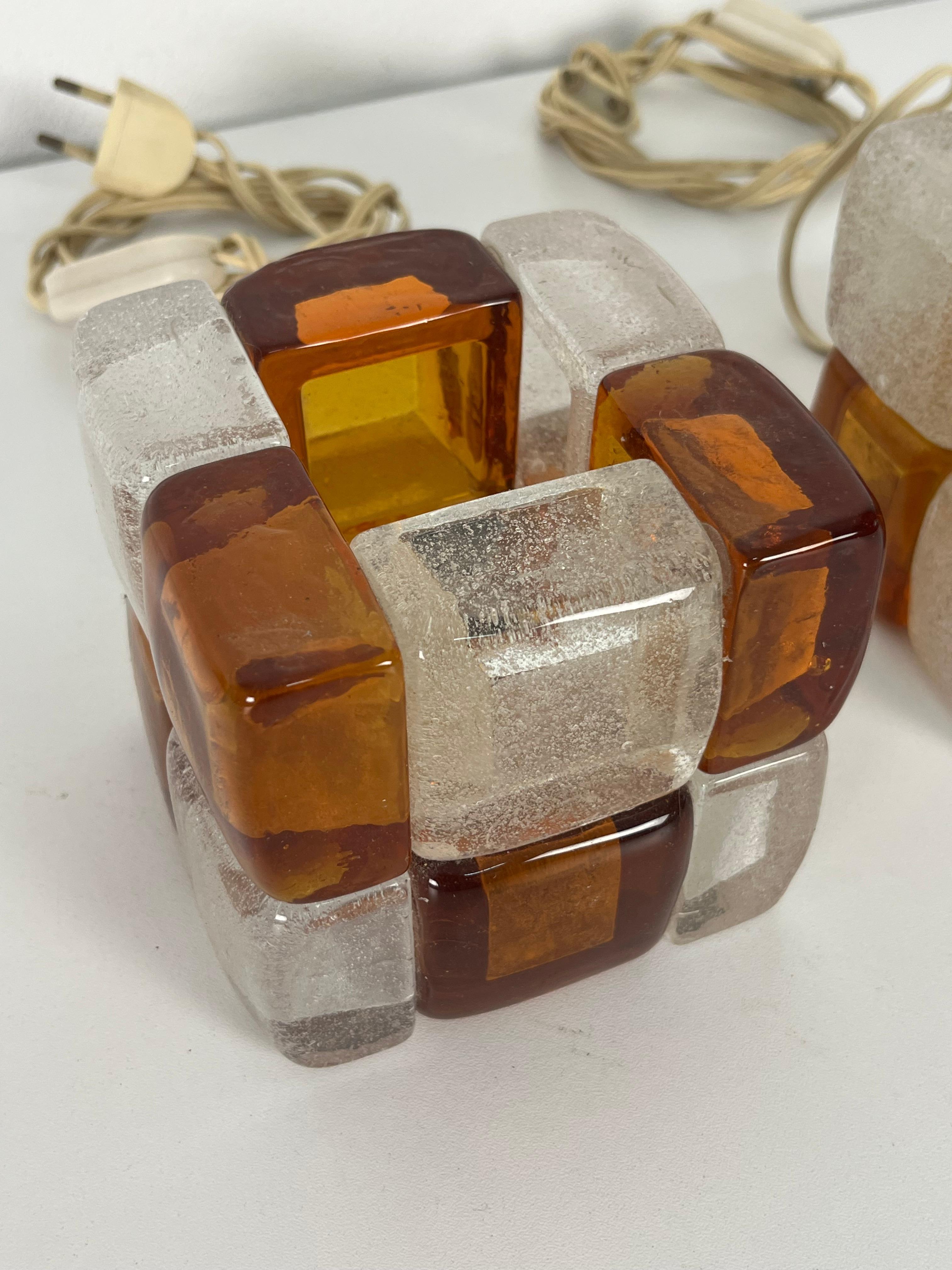 Satz von zwei Murano Glas Tischlampen von Albano Poli für Poliarte, 1970er Jahre (Muranoglas) im Angebot