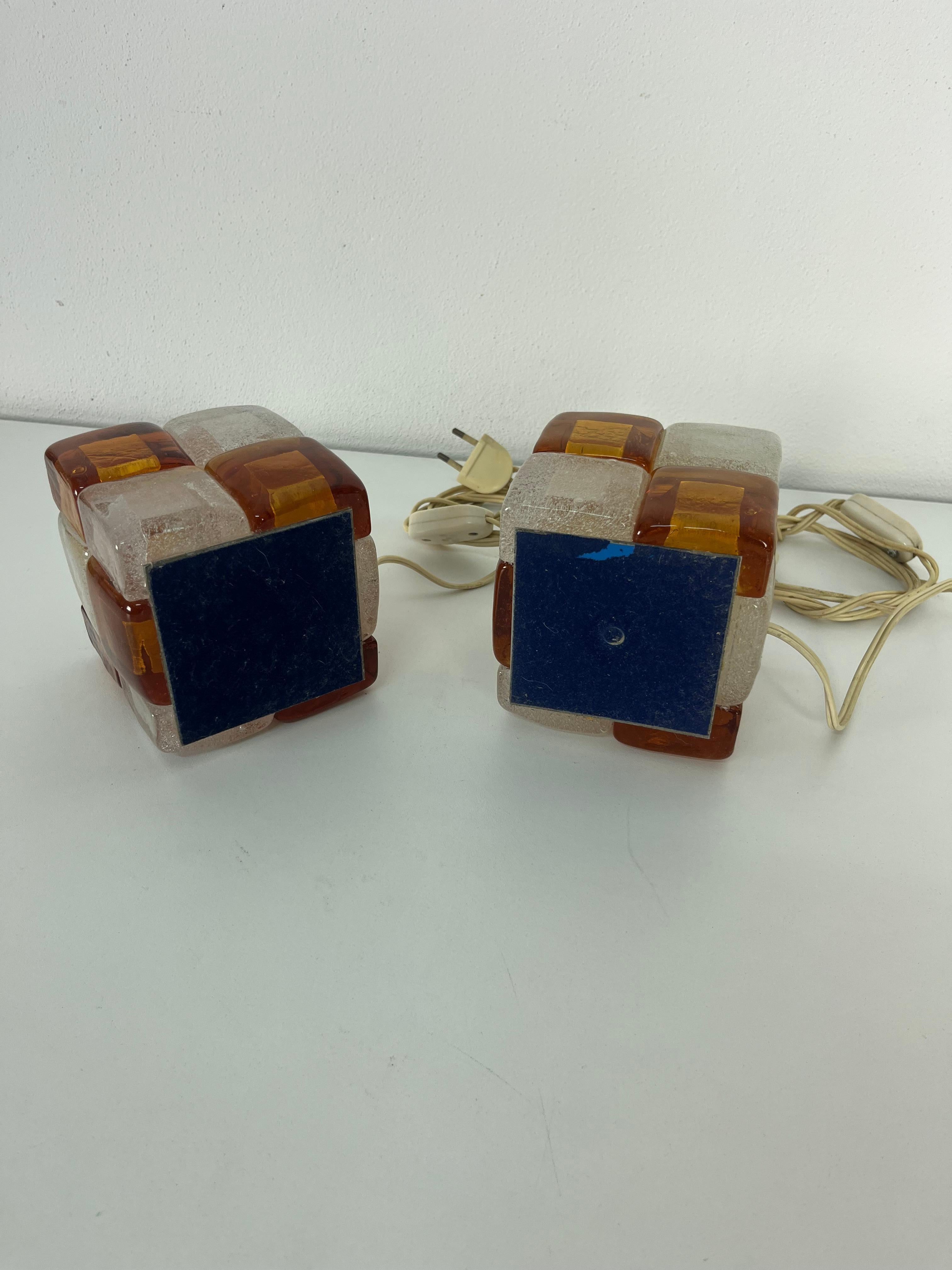 Satz von zwei Murano Glas Tischlampen von Albano Poli für Poliarte, 1970er Jahre im Angebot 1