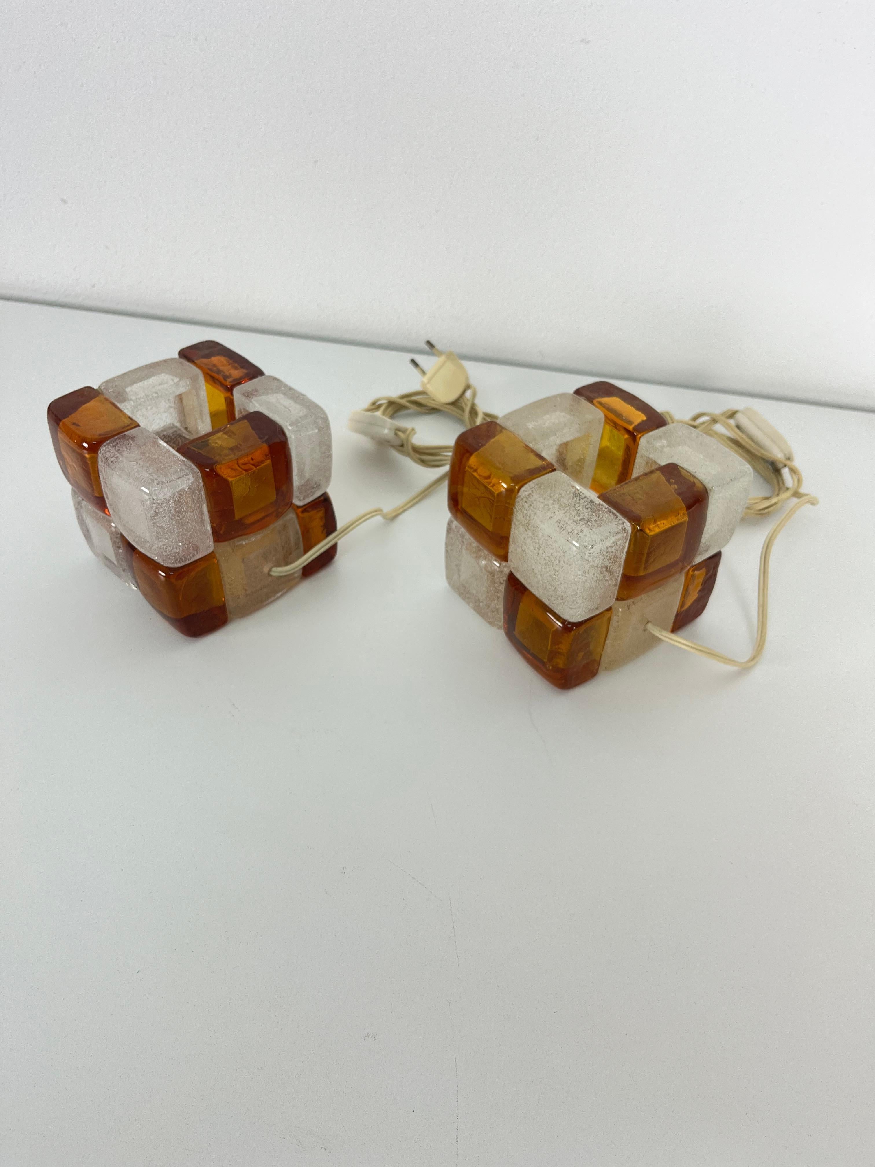 Satz von zwei Murano Glas Tischlampen von Albano Poli für Poliarte, 1970er Jahre im Angebot 2