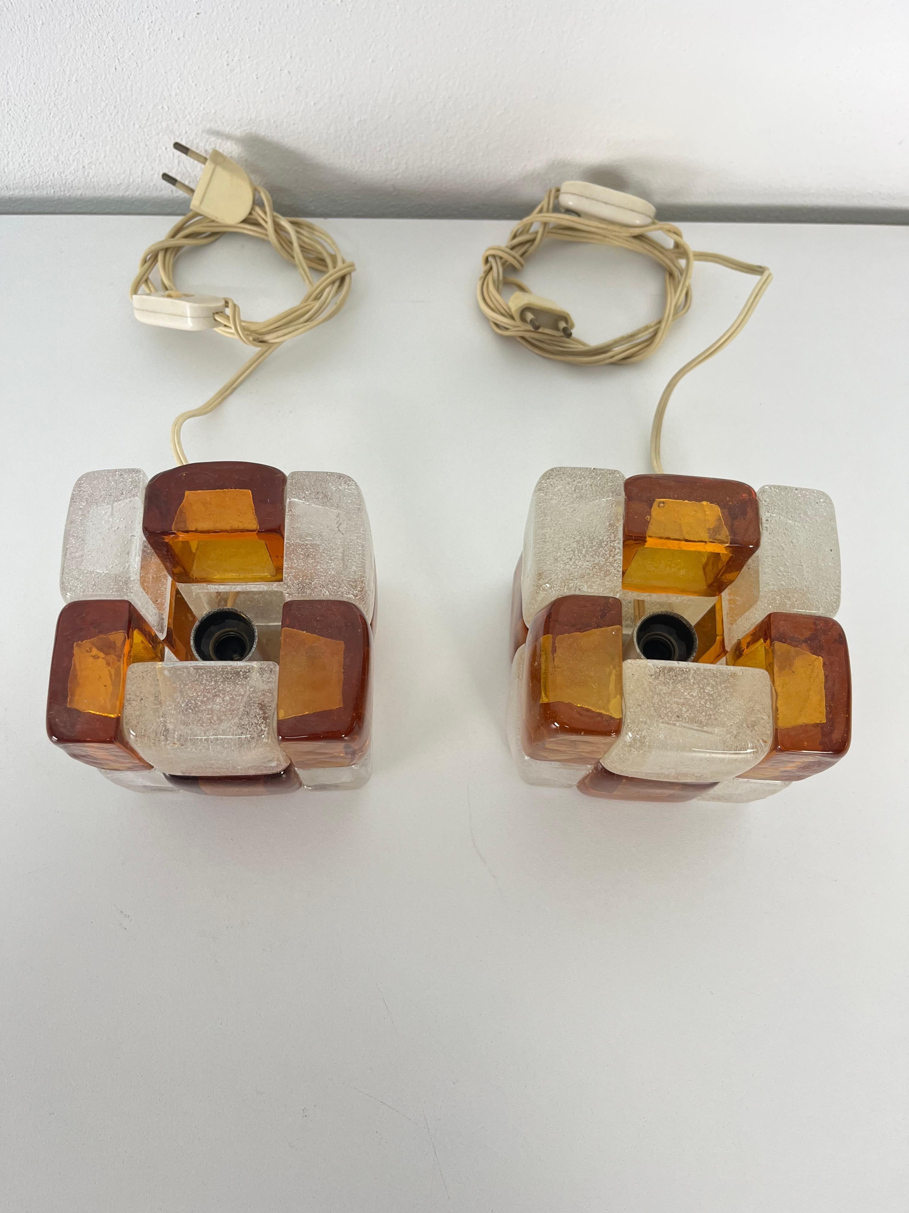 Satz von zwei Murano Glas Tischlampen von Albano Poli für Poliarte, 1970er Jahre im Angebot 3