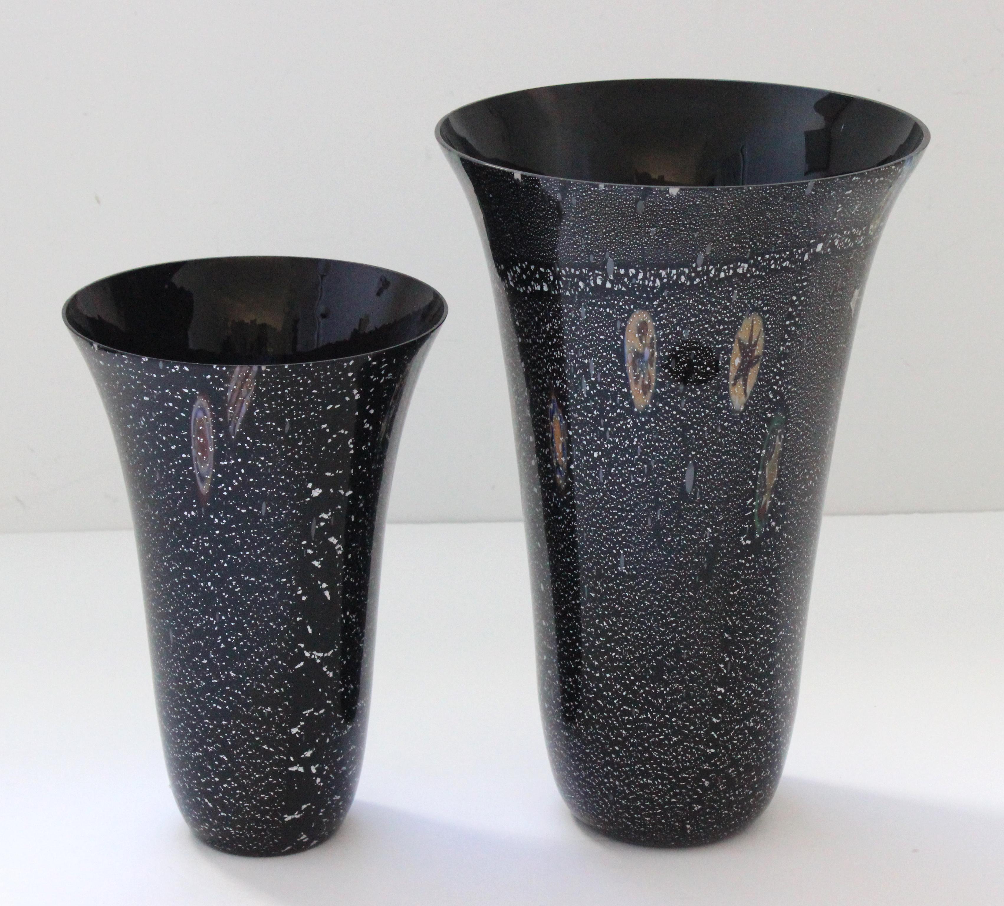 This stylish and chic set of Murano glass vases date to the 1980s and were created by Effetre.

Note: Dimensions of one vase are 13.63 height x 9