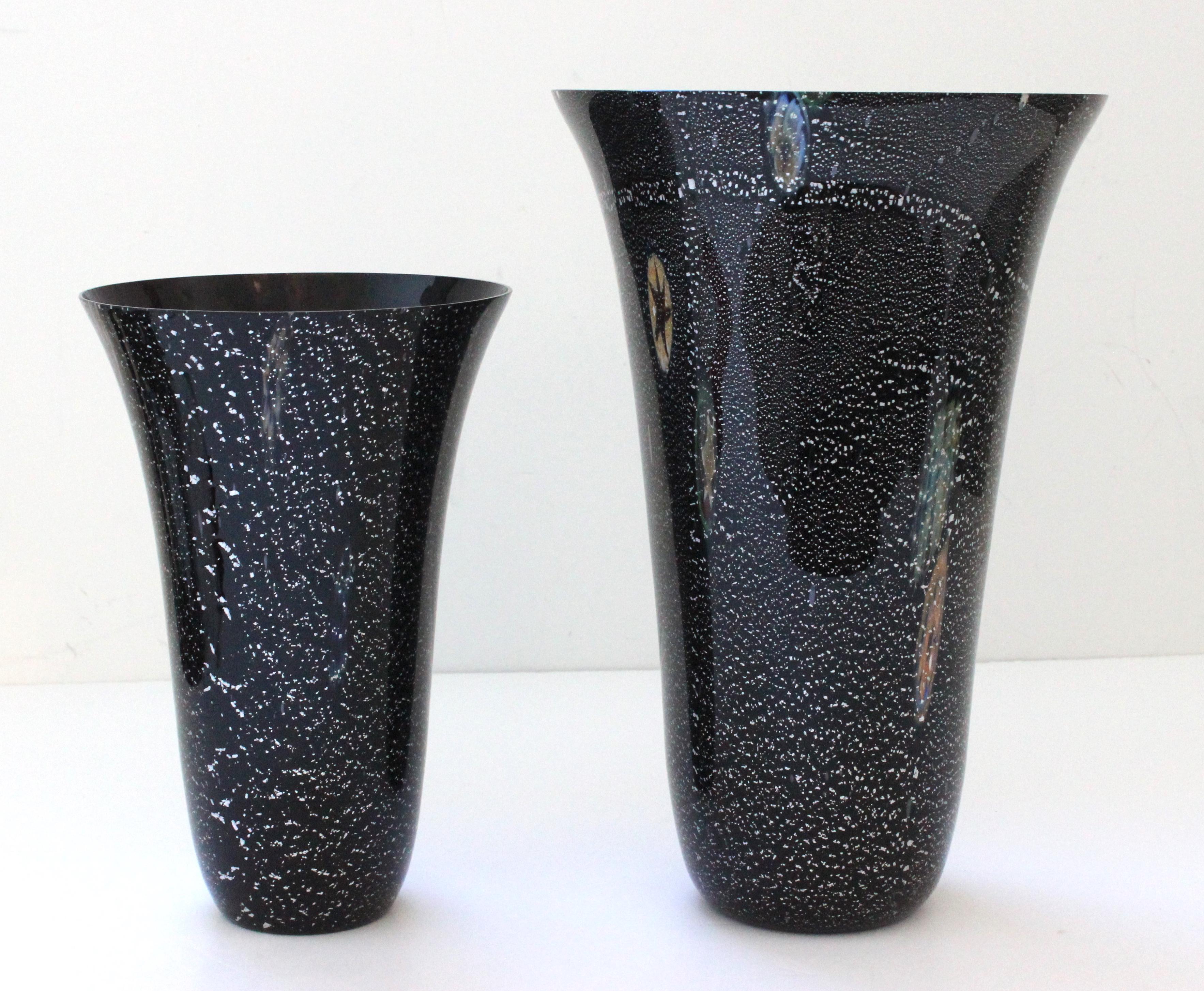 Italian Set of Two Murano Glass Vases by Effetre For Sale