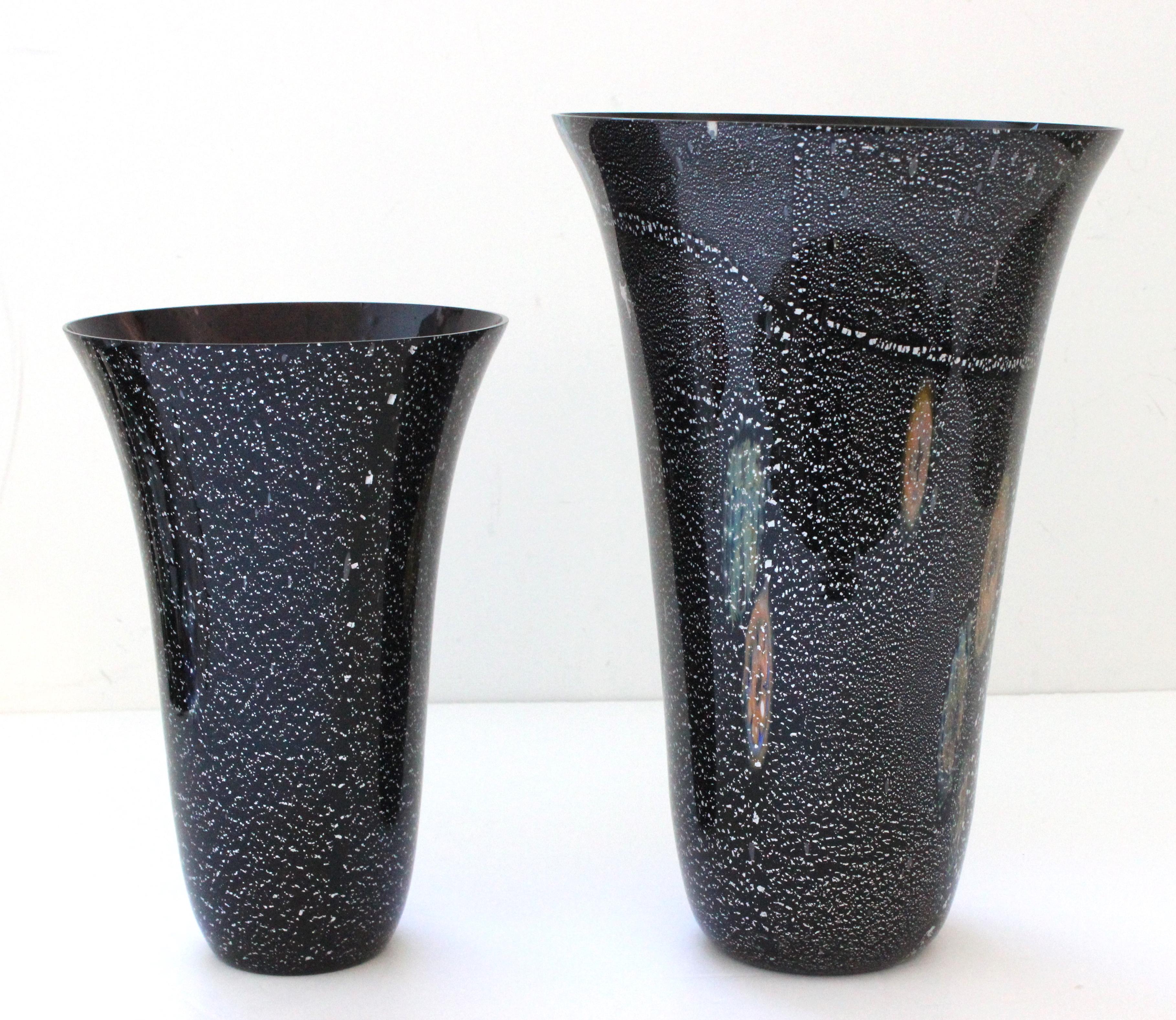 Hand-Crafted Set of Two Murano Glass Vases by Effetre For Sale