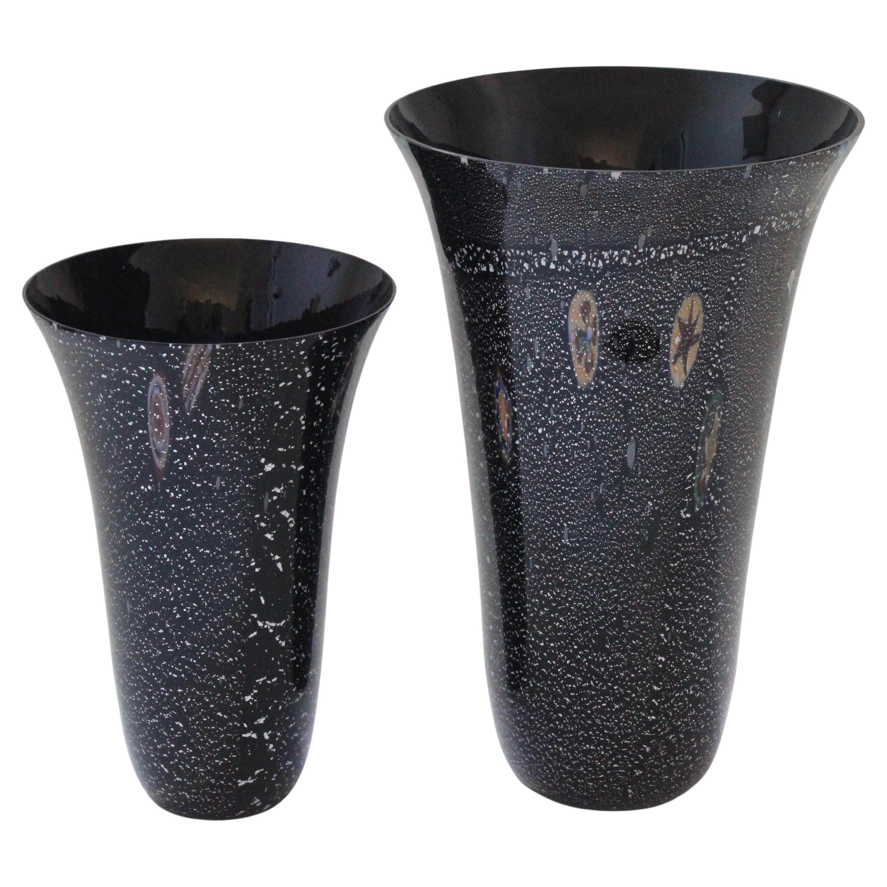 Set of Two Murano Glass Vases by Effetre For Sale