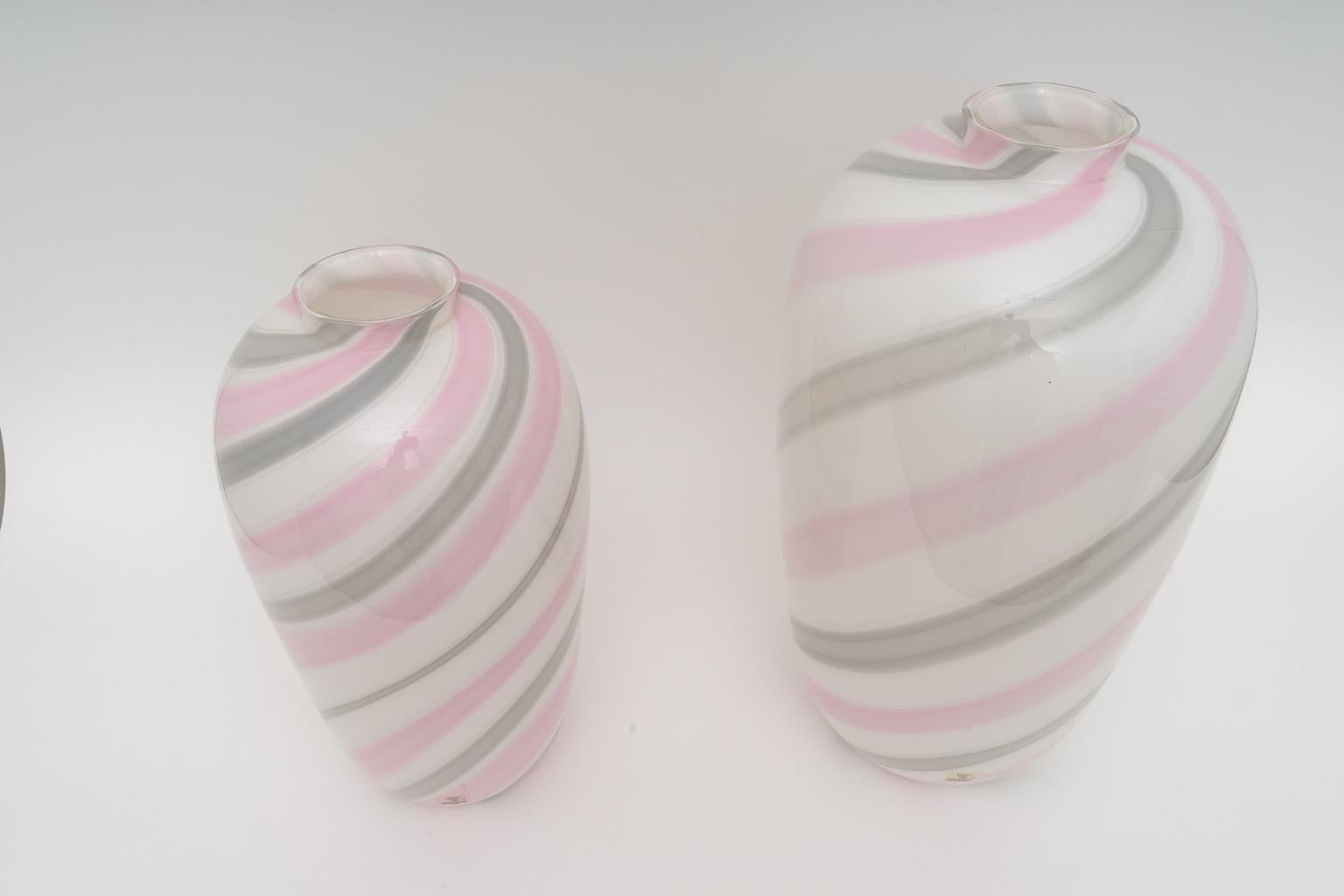 Mid-Century Modern Set of Two Murano Glass Vases